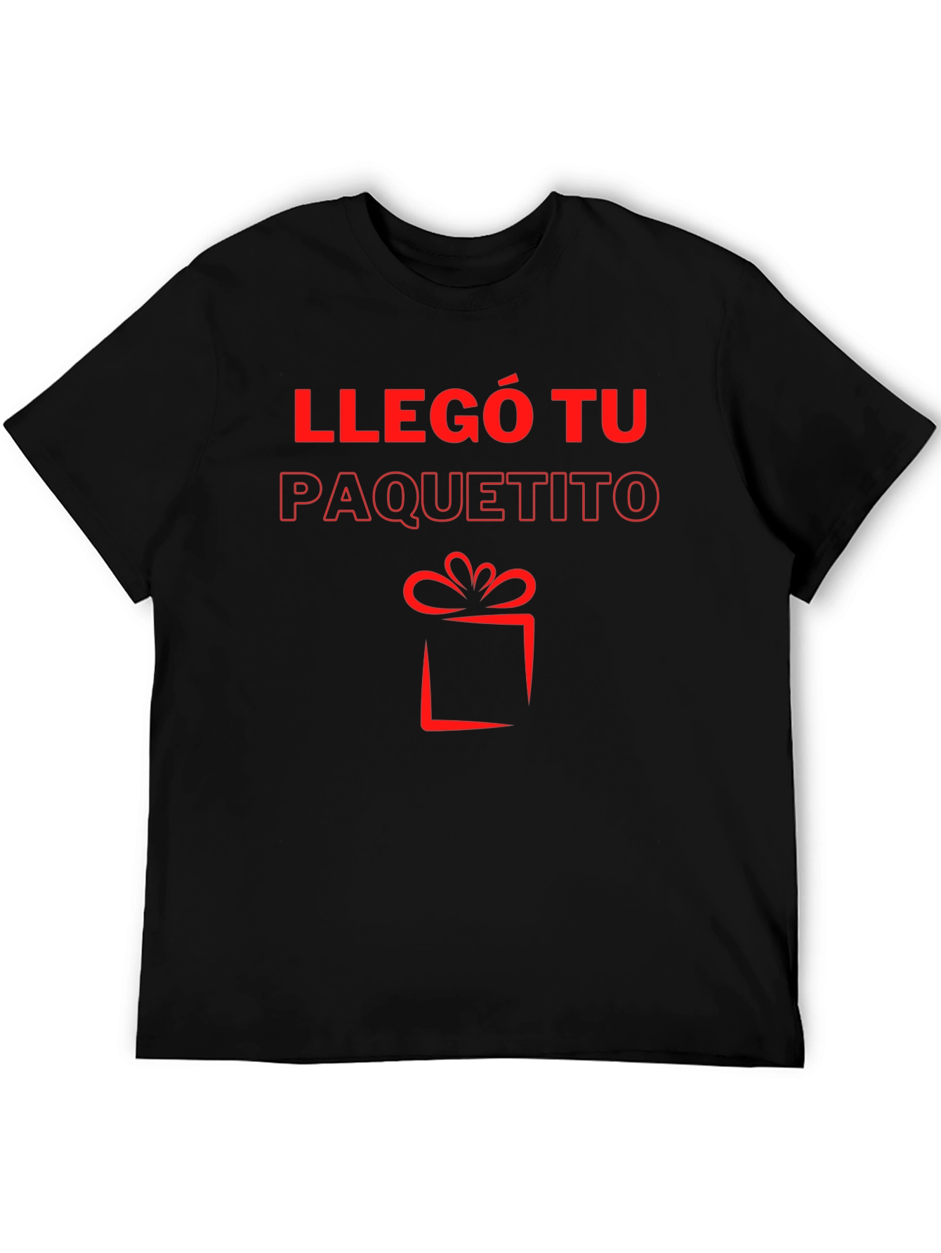 Llegó Tu Paquetito Black T-Shirt - Gift Design