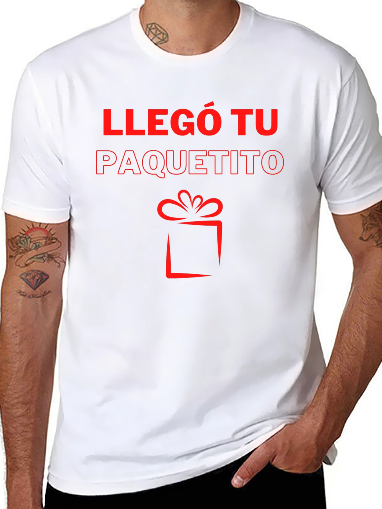 Llegó Tu Paquetito Black T-Shirt - Gift Design