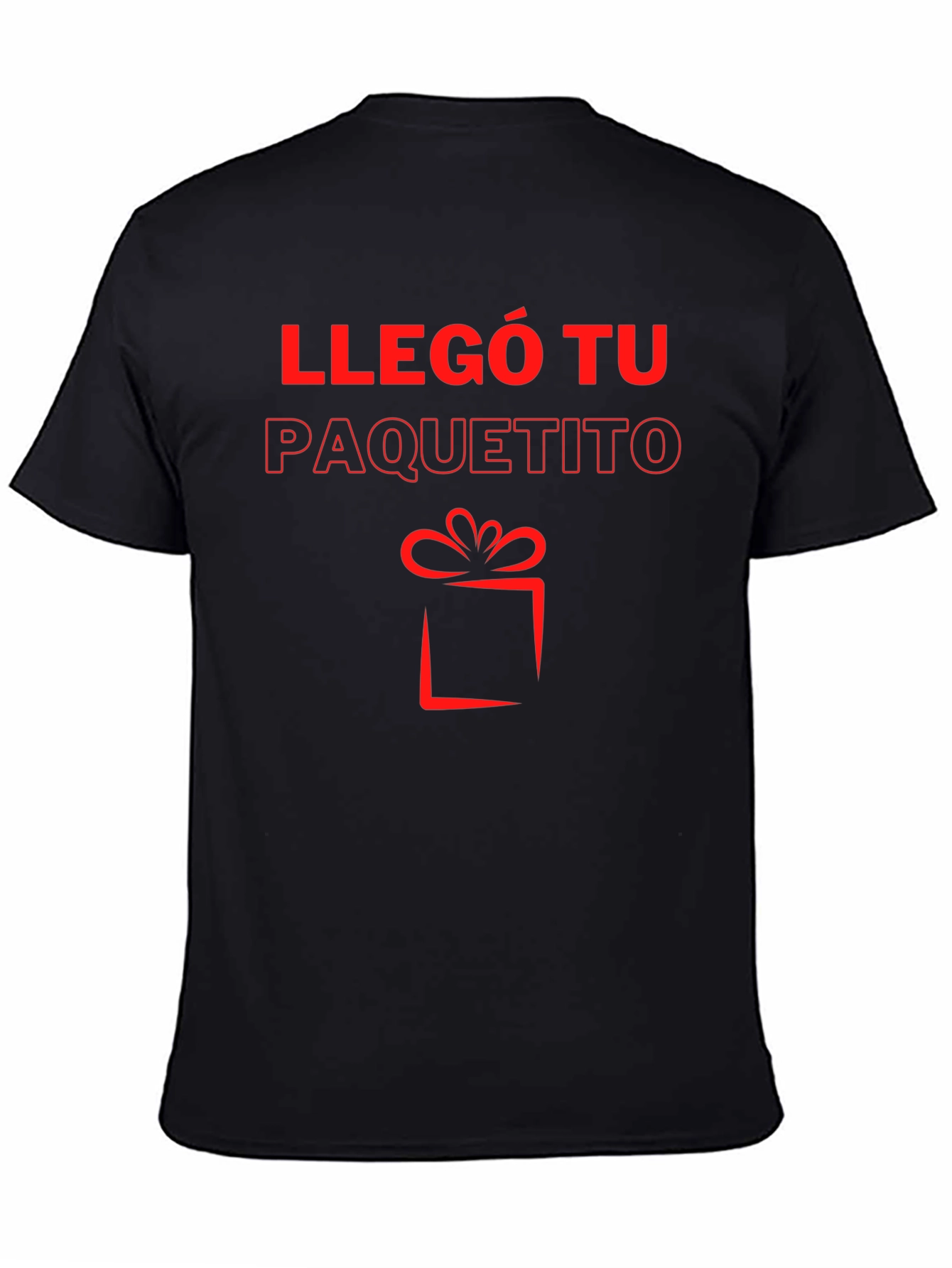 Llegó Tu Paquetito Black T-Shirt - Gift Design
