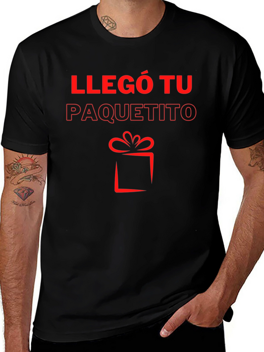 Llegó Tu Paquetito Black T-Shirt - Gift Design