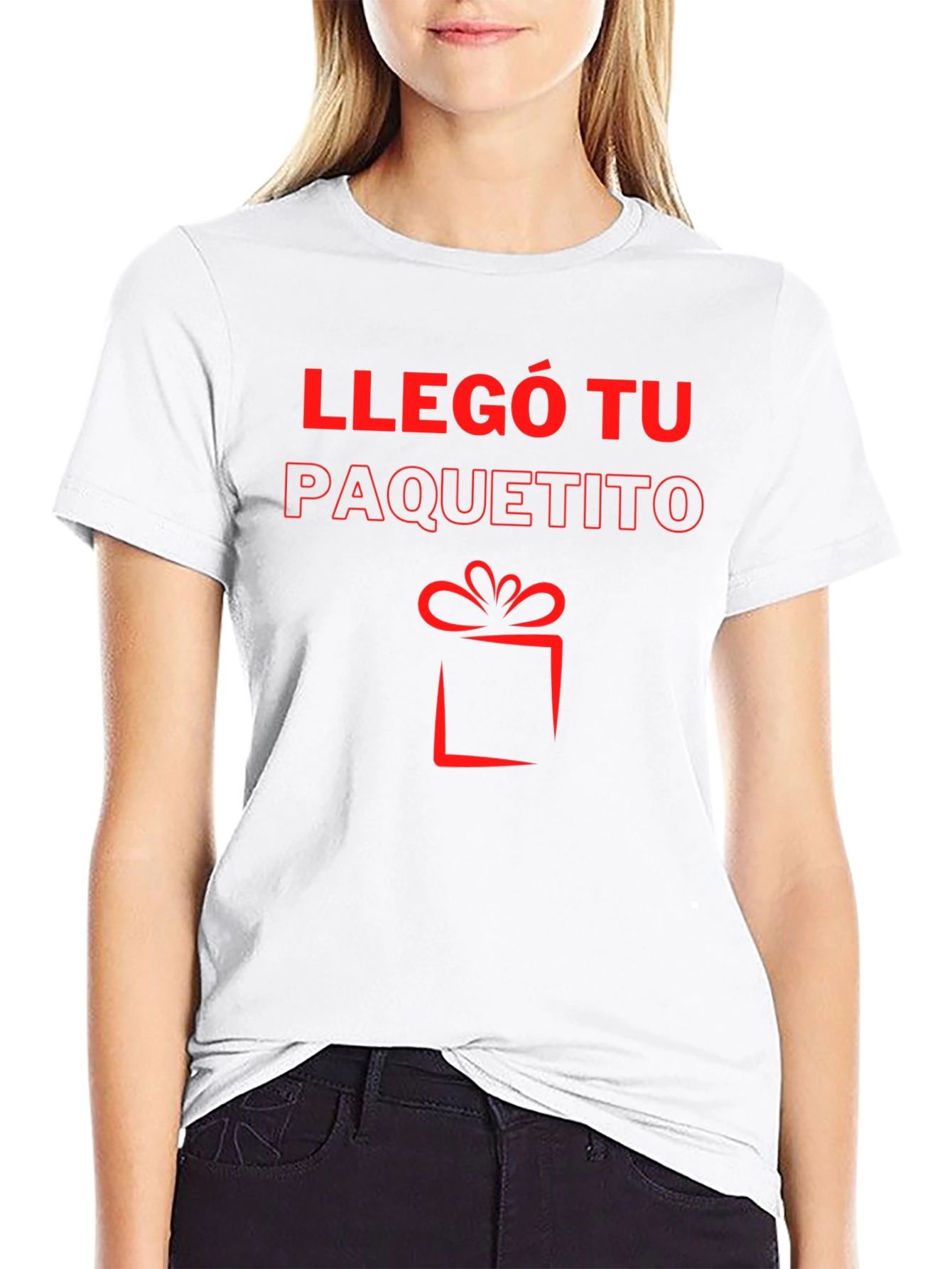 Llegó Tu Paquetito Black T-Shirt - Gift Design