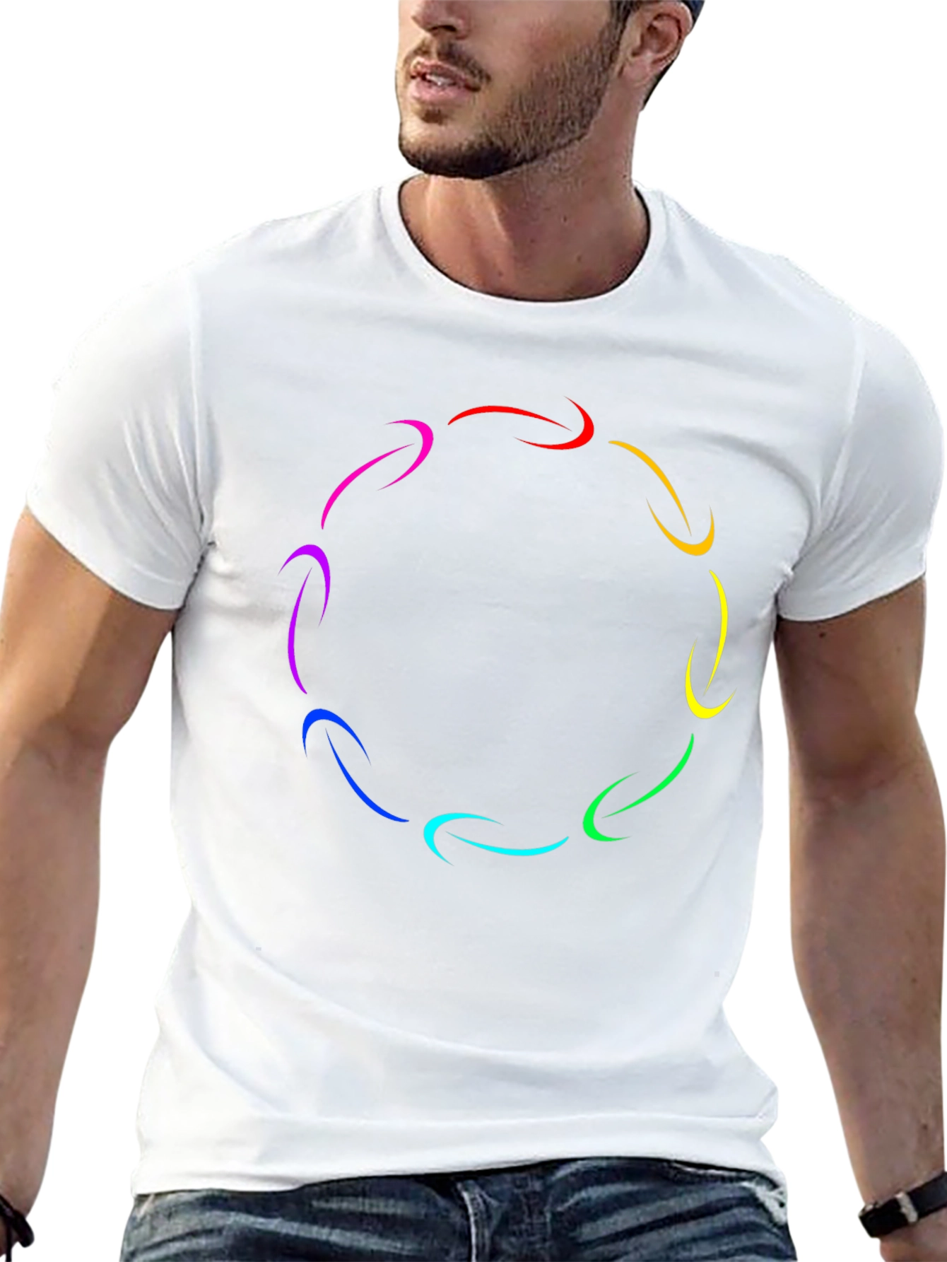Rainbow Arrow Circle T-Shirt - Stylish Graphic Tee