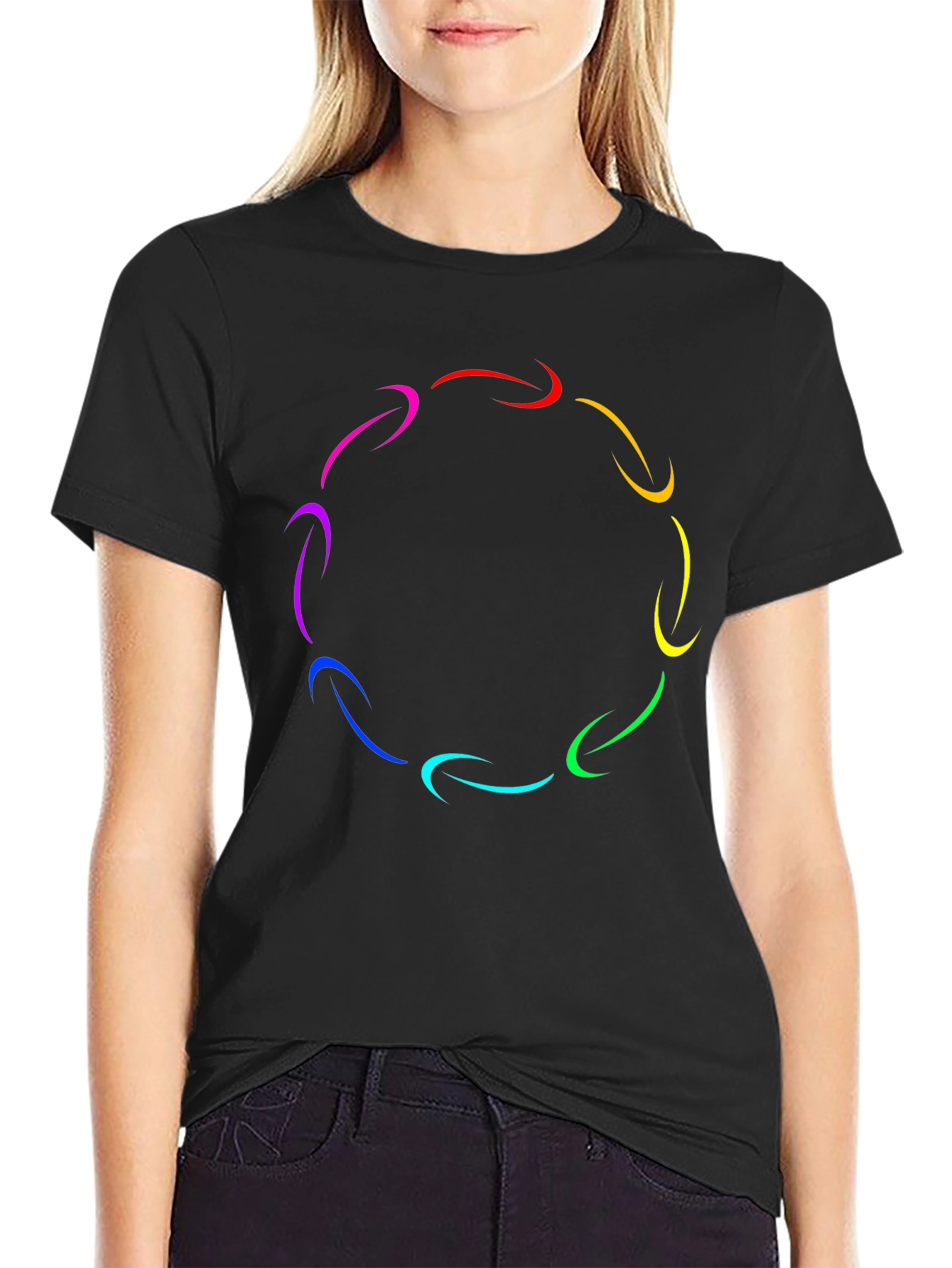 Rainbow Arrow Circle T-Shirt - Stylish Graphic Tee
