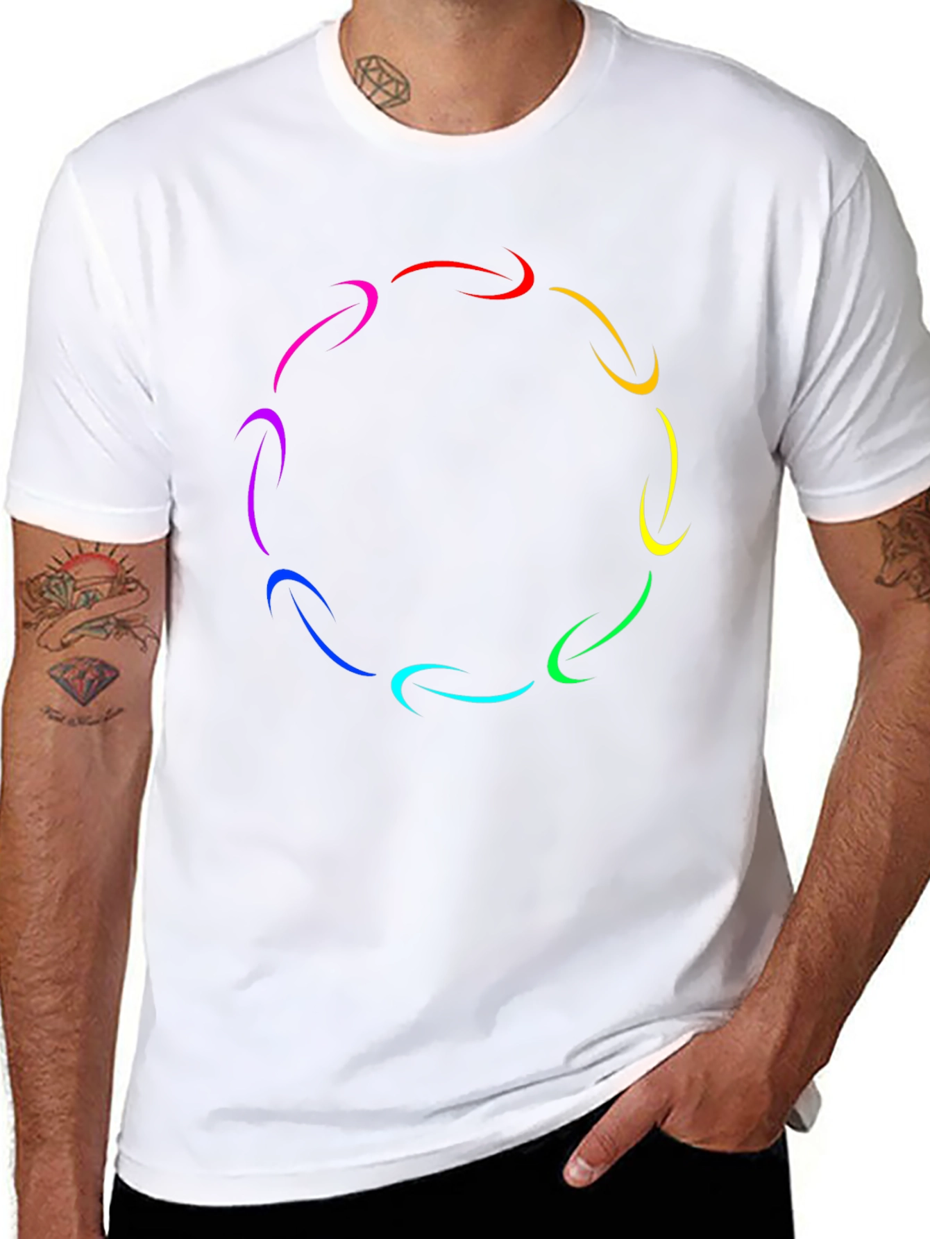 Rainbow Arrow Circle T-Shirt - Stylish Graphic Tee