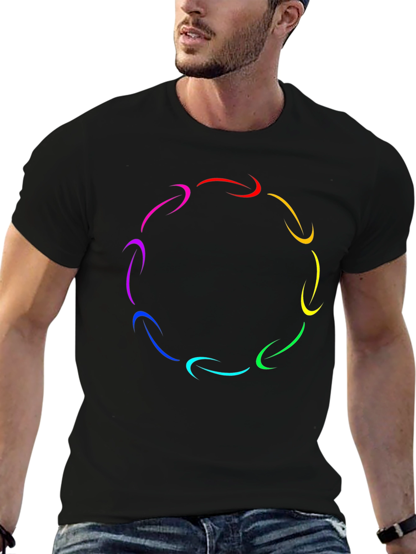 Rainbow Arrow Circle T-Shirt - Stylish Graphic Tee