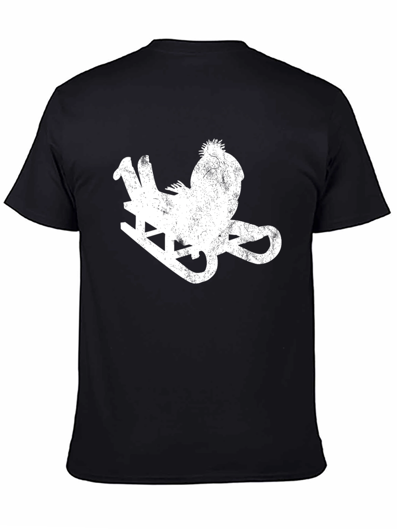 Distressed Sledding Santa Graphic Tee - Black