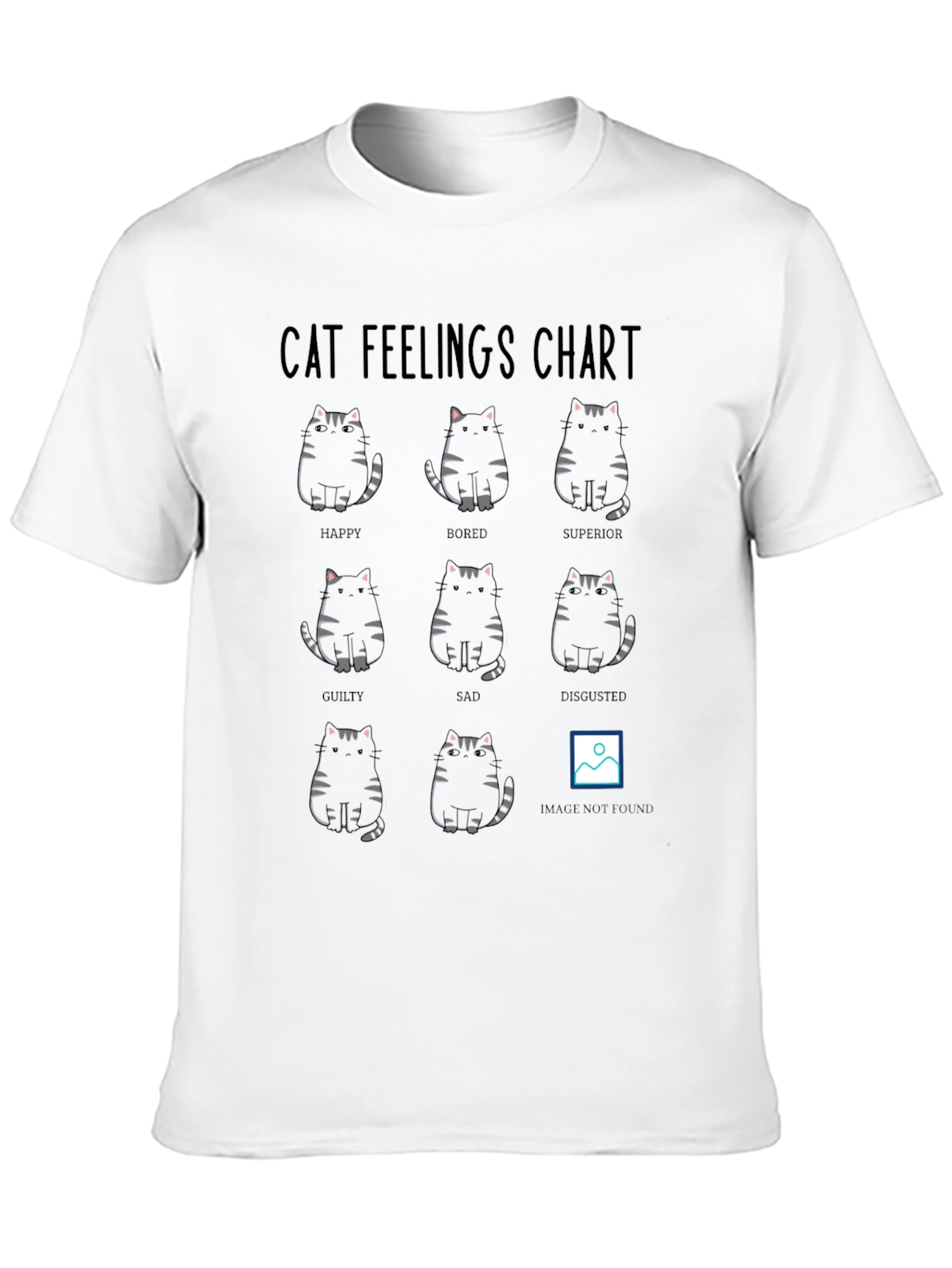 Cat Feelings Chart Black T-Shirt