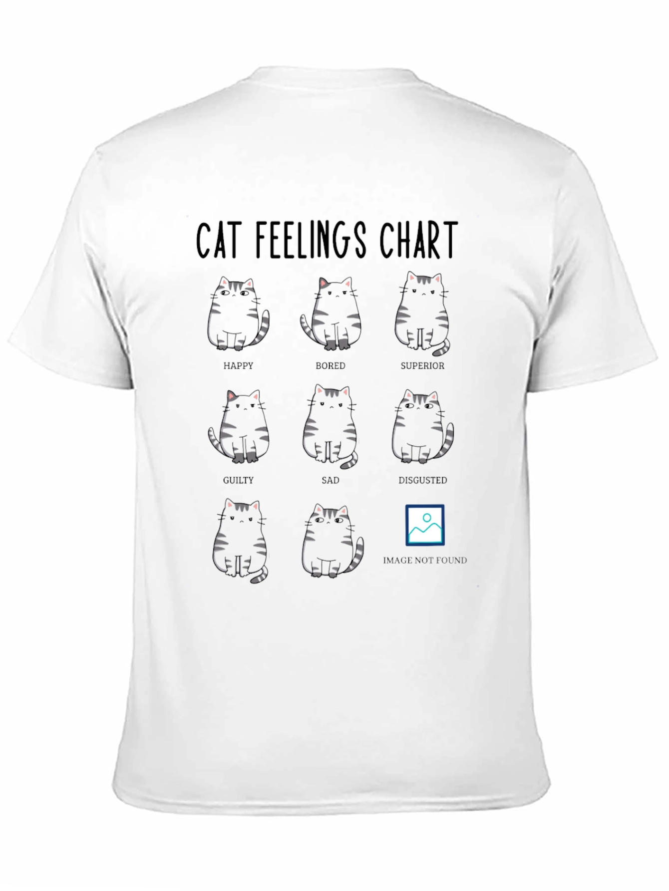 Cat Feelings Chart Black T-Shirt