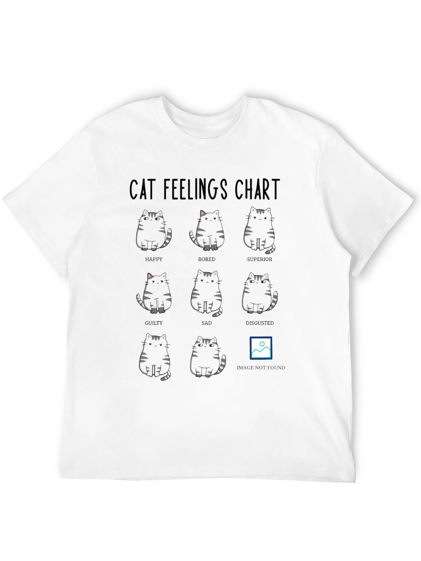 Cat Feelings Chart Black T-Shirt