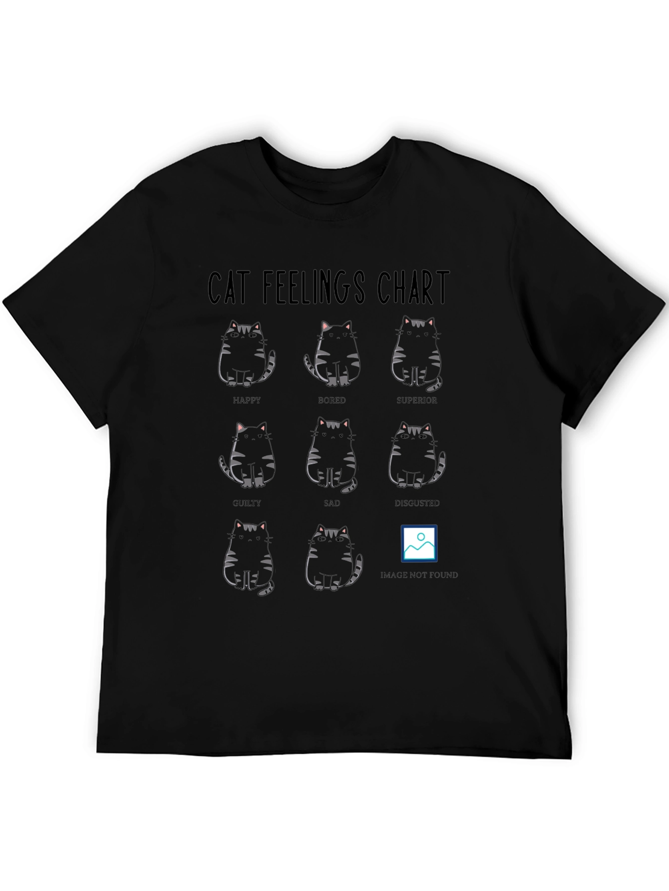 Cat Feelings Chart Black T-Shirt