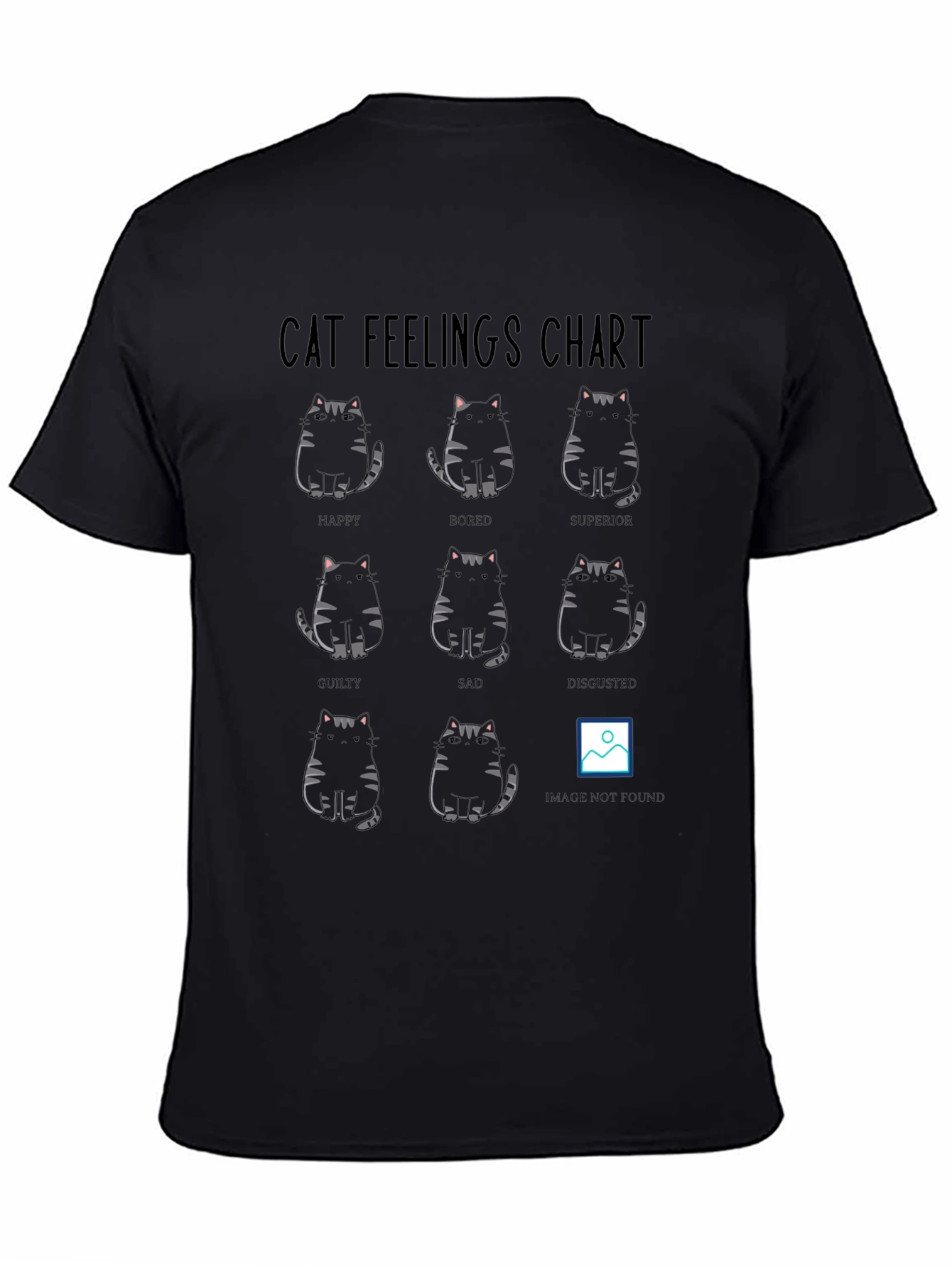 Cat Feelings Chart Black T-Shirt