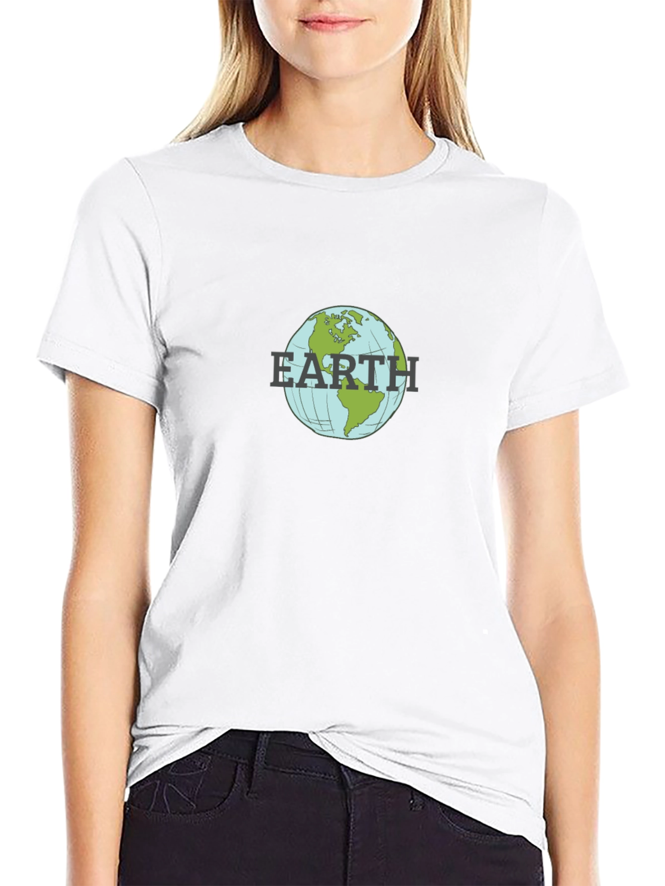 Earth Graphic Tee - Black Cotton Blend T-Shirt