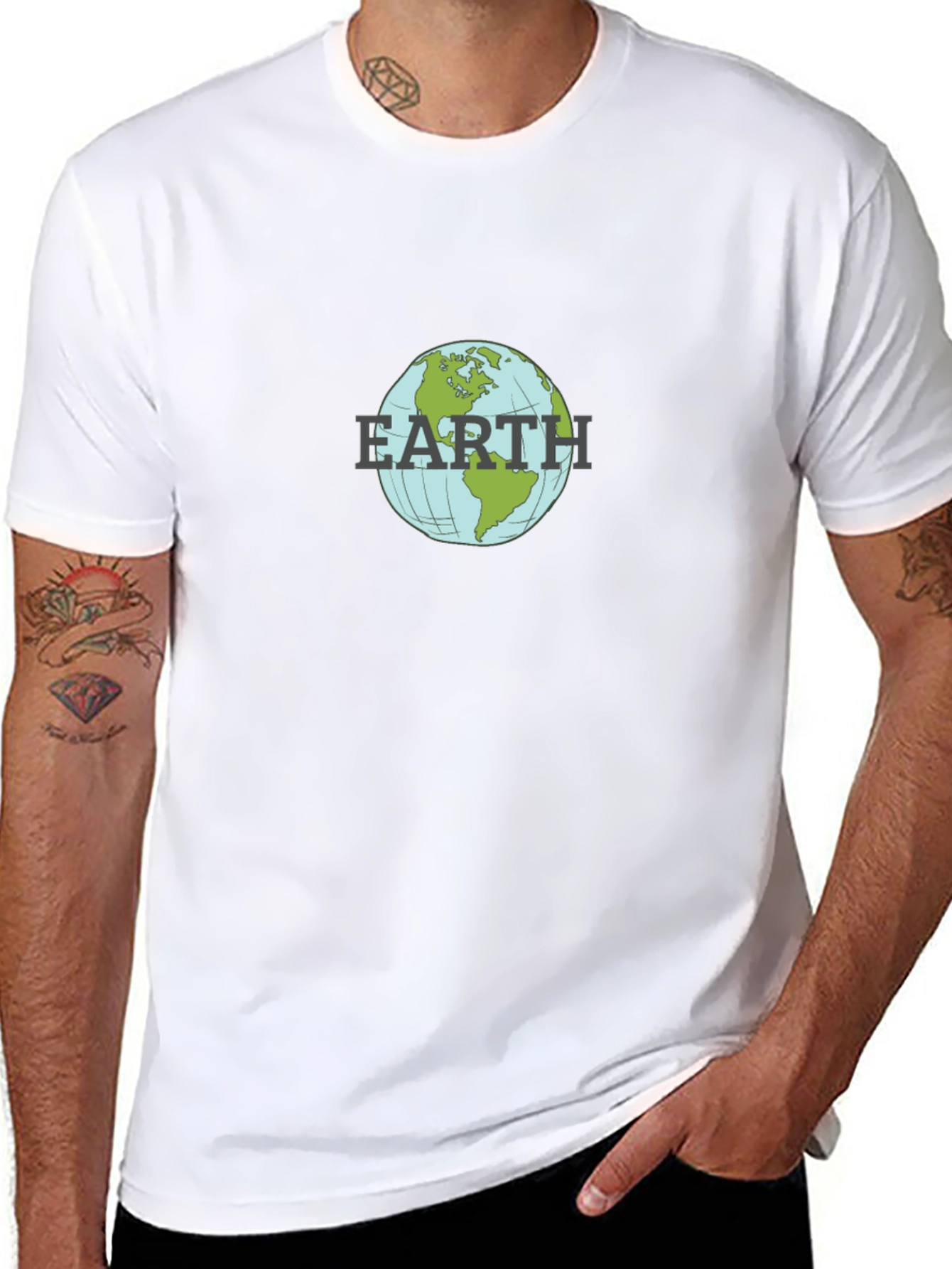 Earth Graphic Tee - Black Cotton Blend T-Shirt