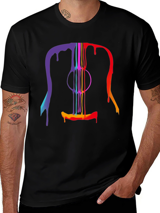 Colorful Dripping Guitar Graphic Tee