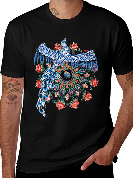 Phoenix Graphic Print Black T-Shirt