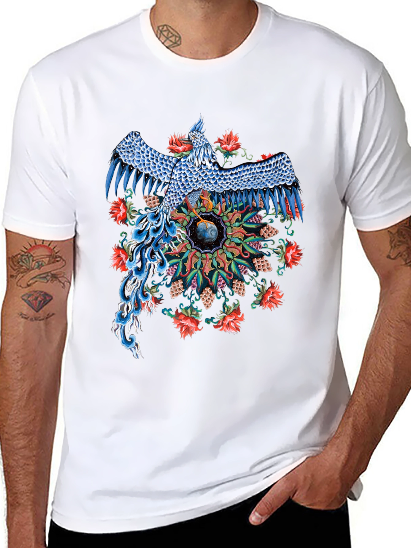 Phoenix Graphic Print Black T-Shirt