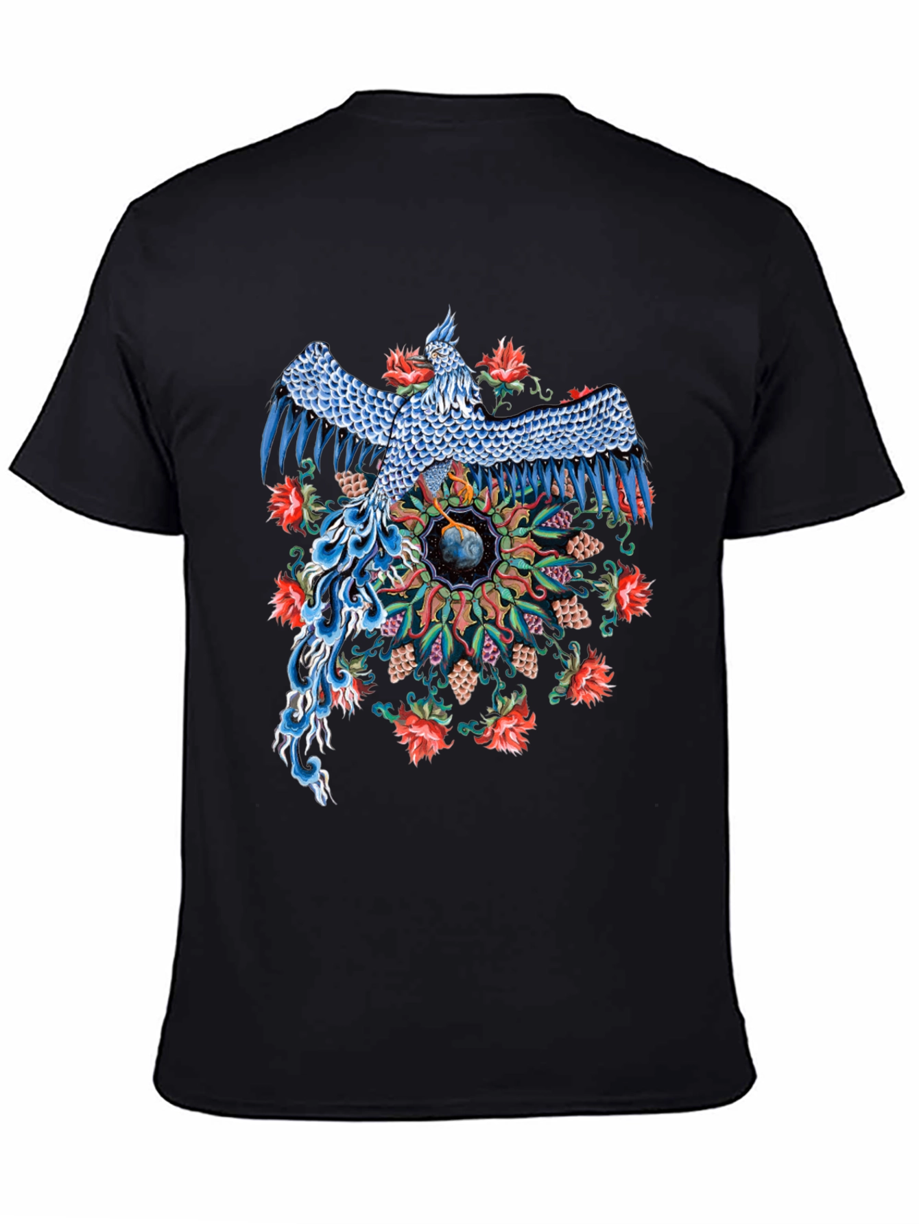 Phoenix Graphic Print Black T-Shirt