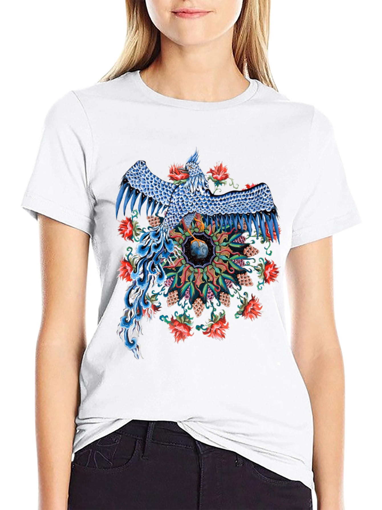 Phoenix Graphic Print Black T-Shirt