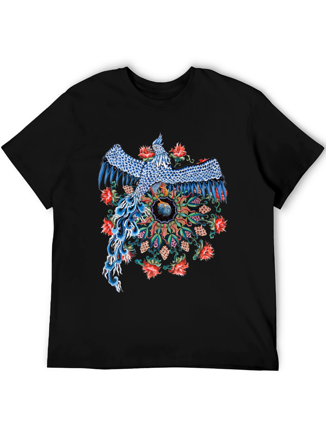 Phoenix Graphic Print Black T-Shirt