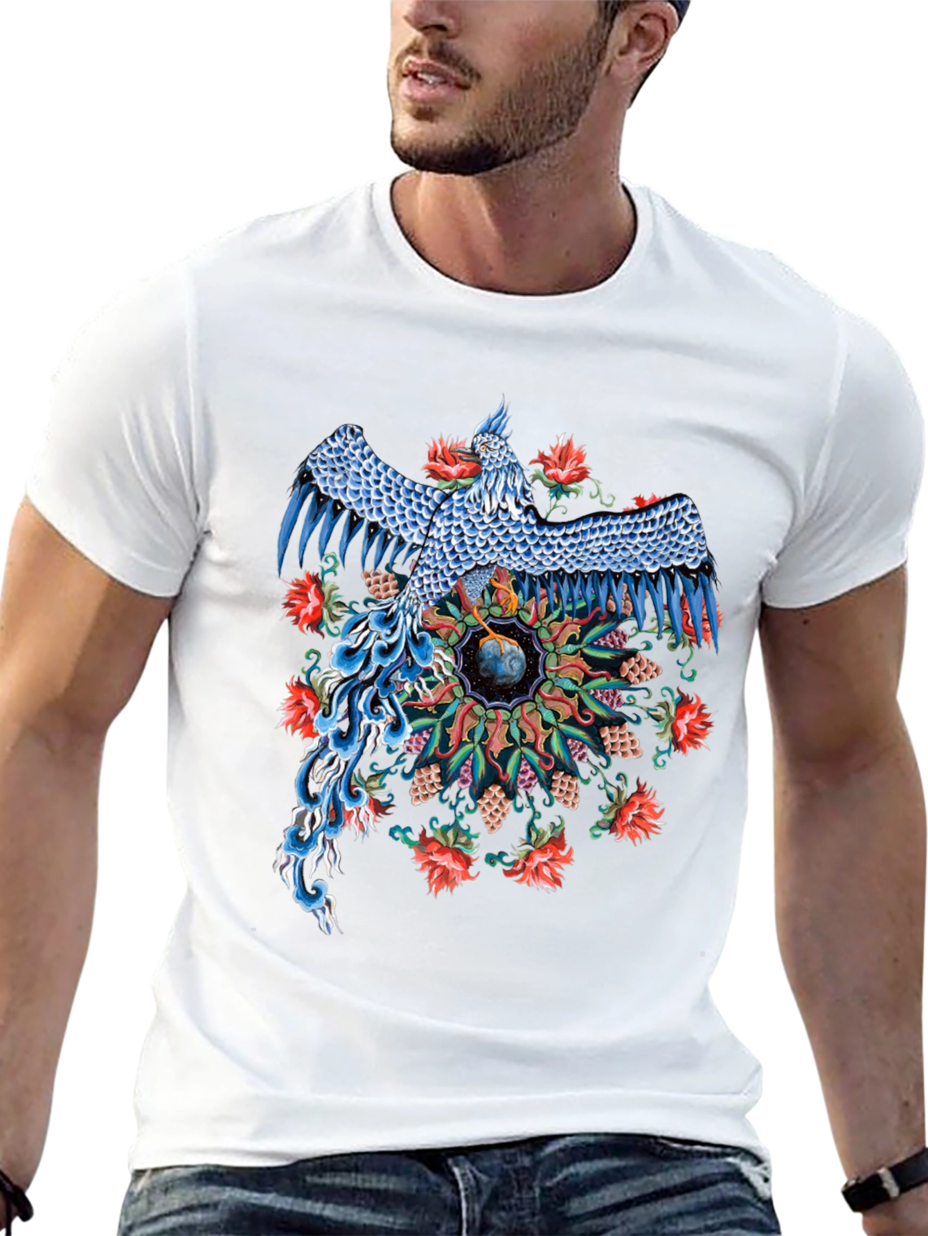 Phoenix Graphic Print Black T-Shirt