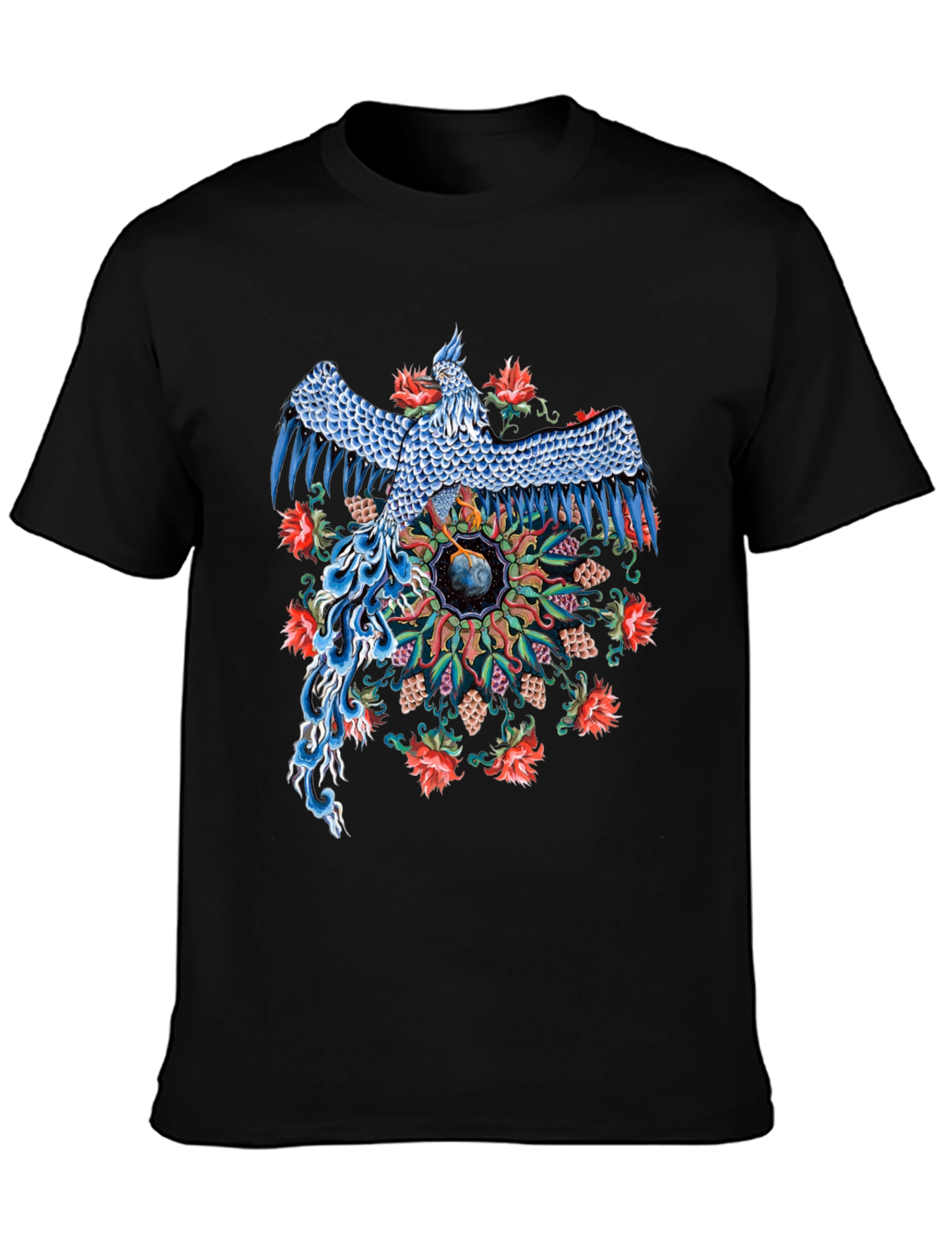 Phoenix Graphic Print Black T-Shirt
