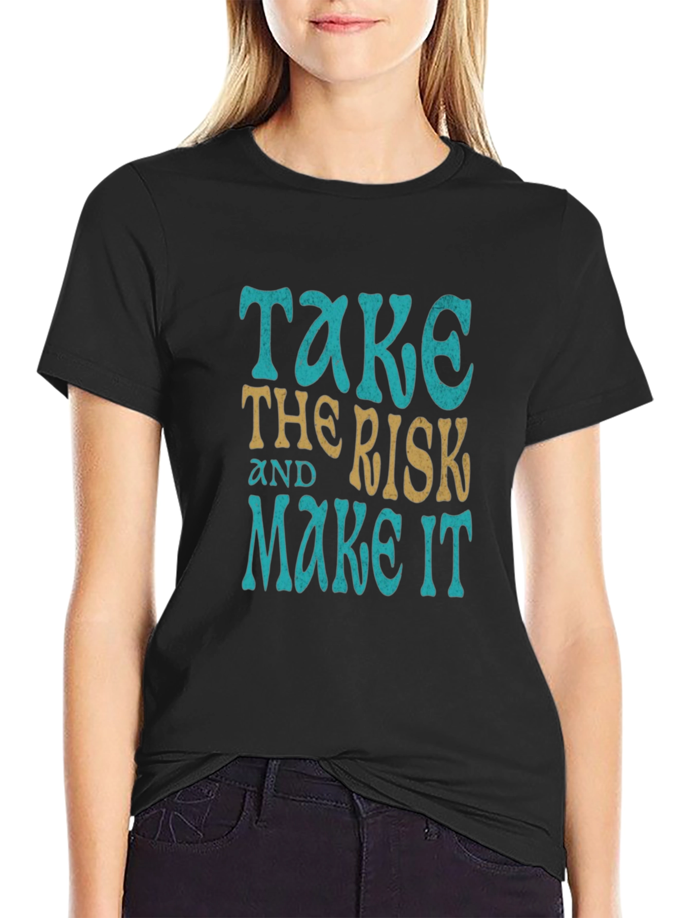 Take the Risk Graphic Tee - Motivational Black T-Shirt