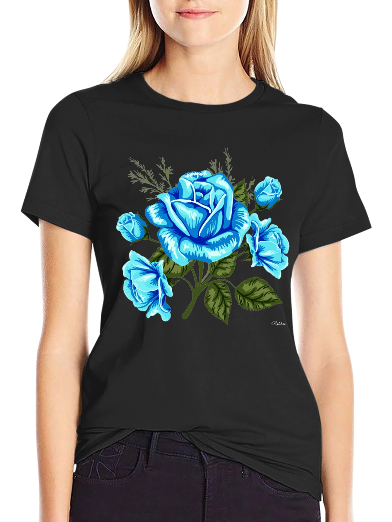 Blue Rose Graphic T-Shirt