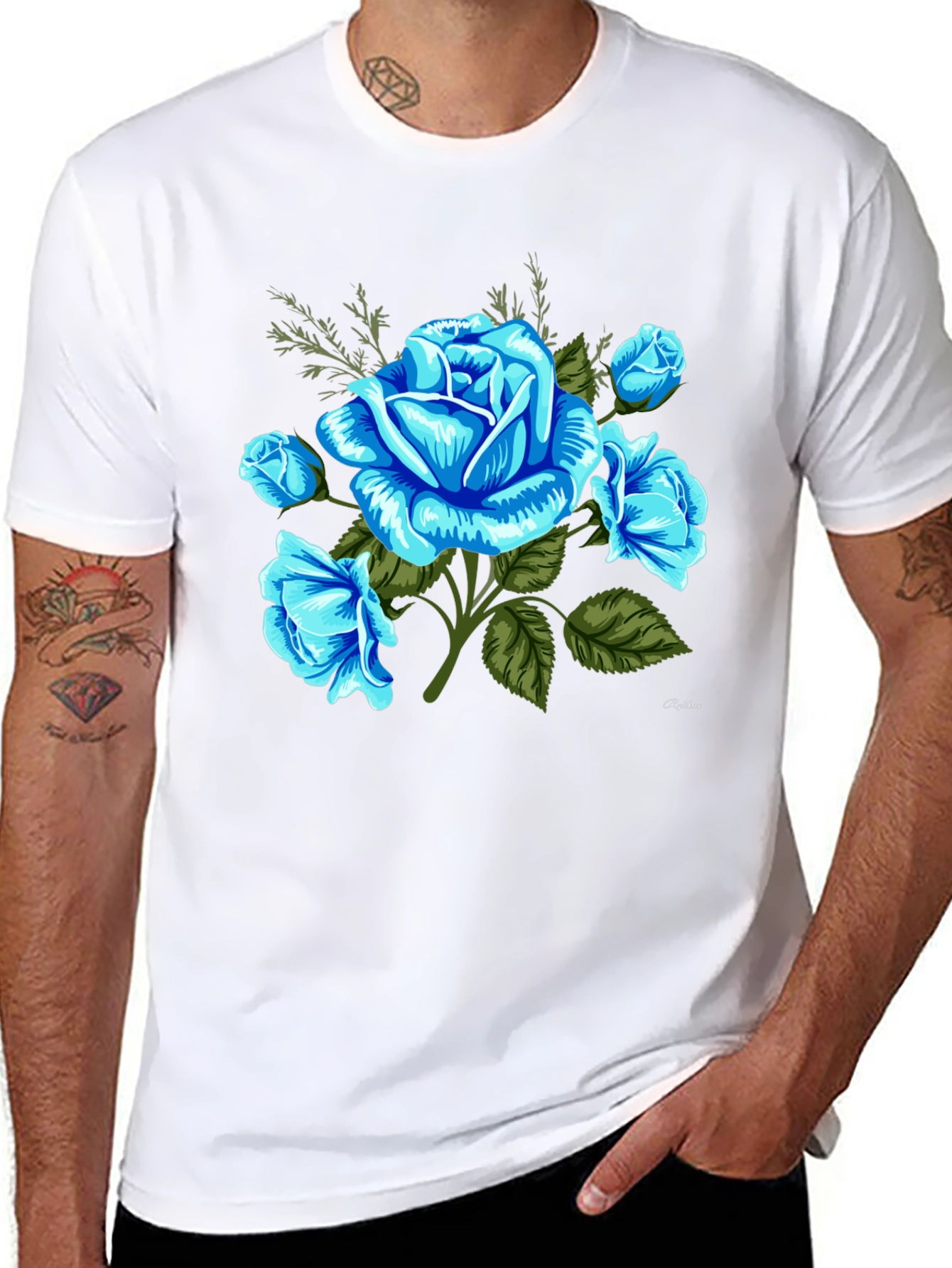 Blue Rose Graphic T-Shirt