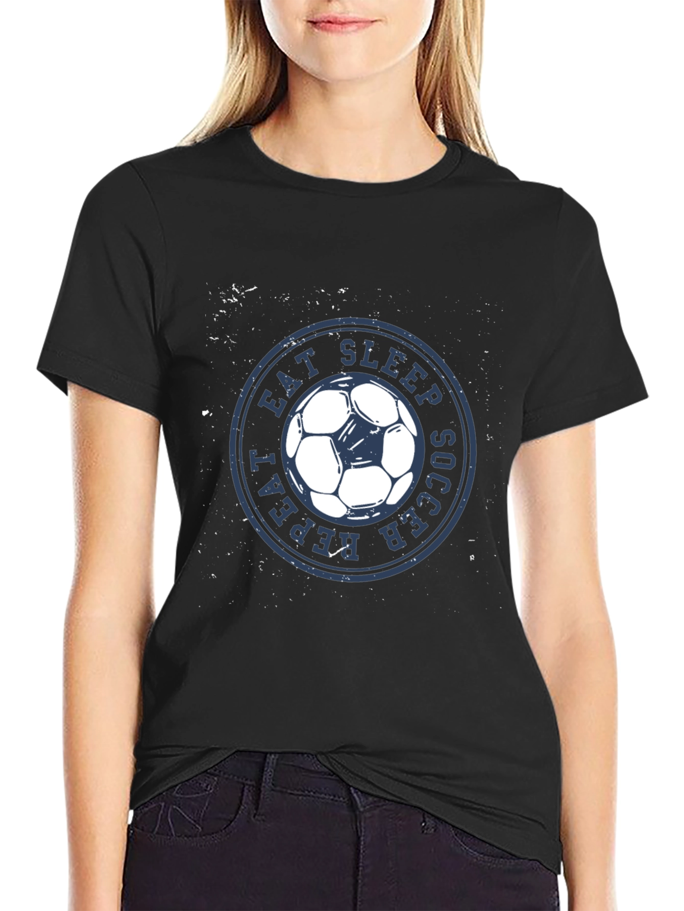Eat Sleep Soccer Repeat Black T-Shirt