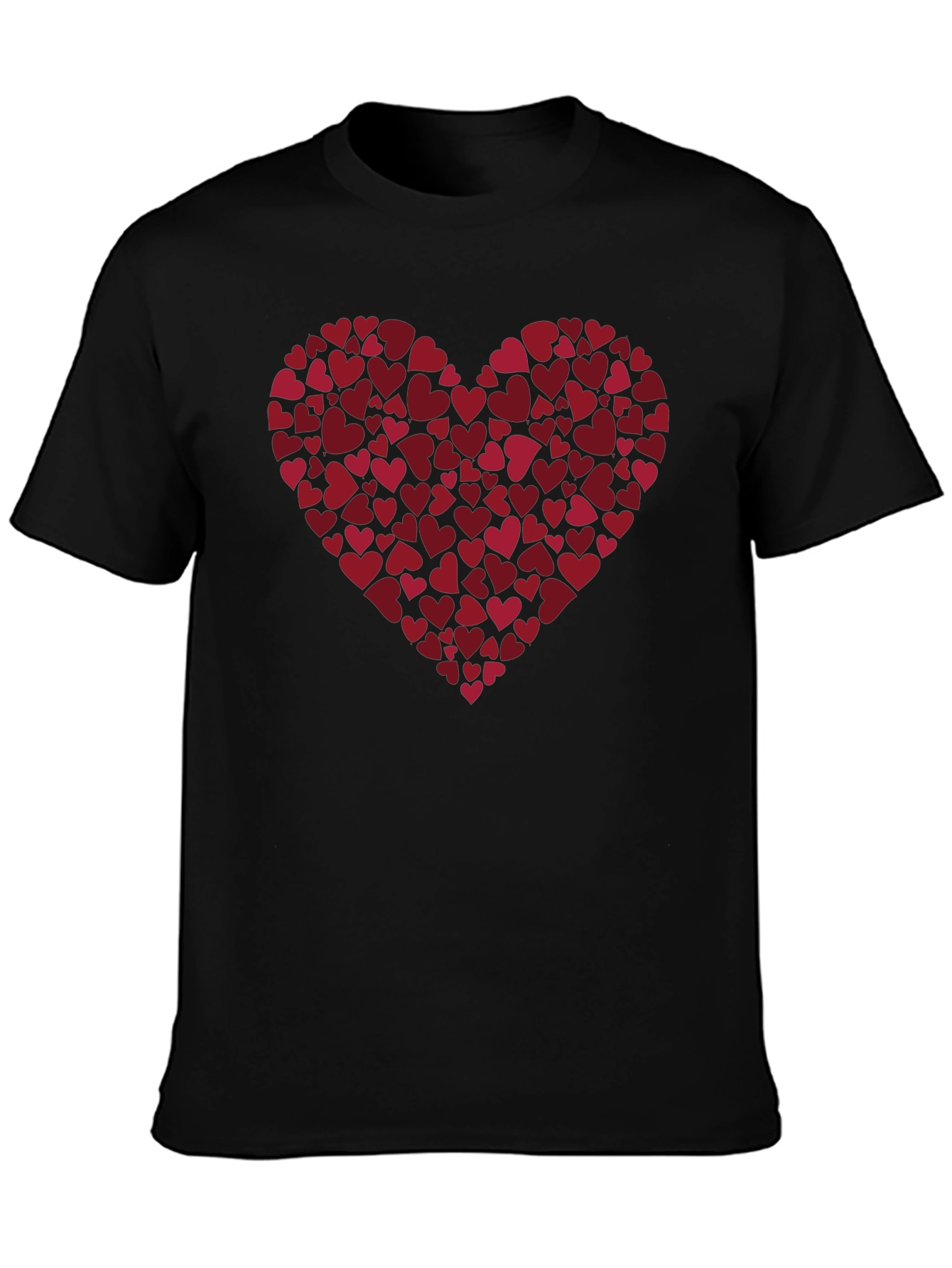 Heart Print Black Casual Tee