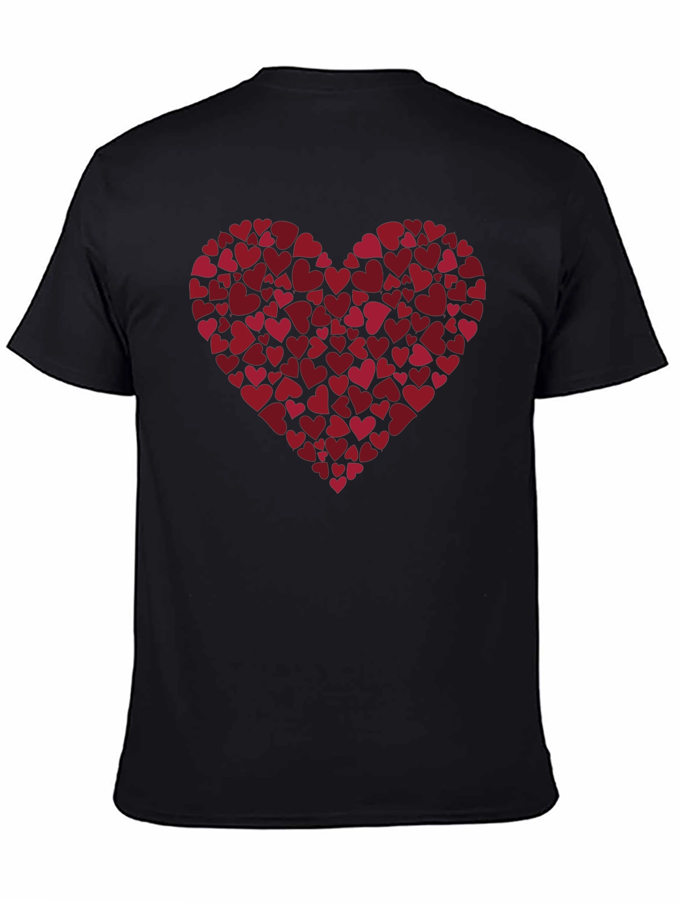 Heart Print Black Casual Tee