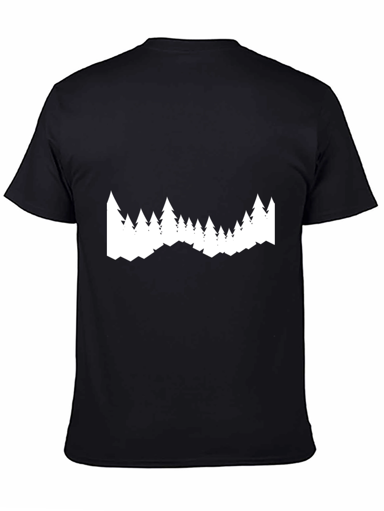 Mens Black T-Shirt with White Tree Graphic