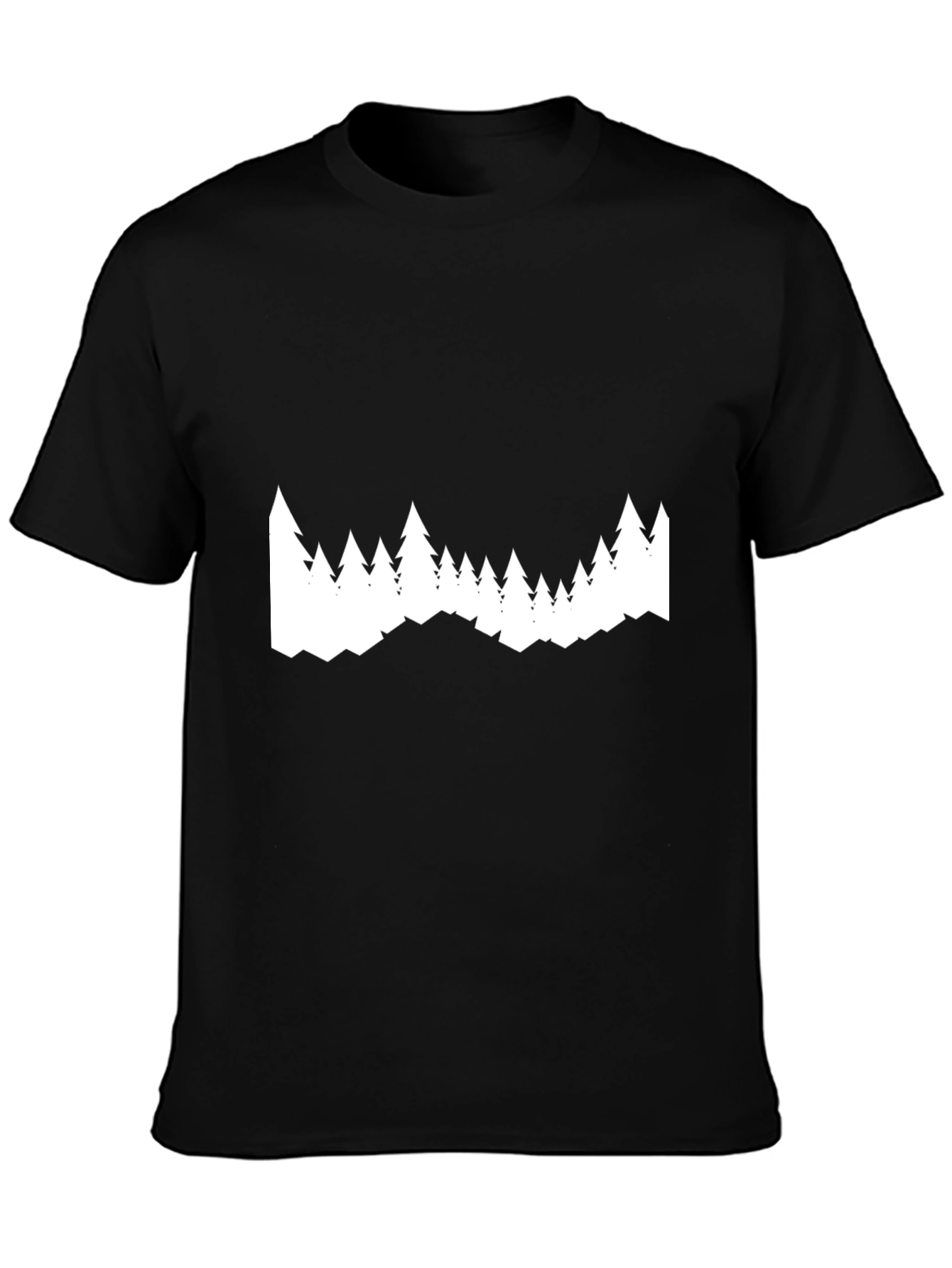 Mens Black T-Shirt with White Tree Graphic