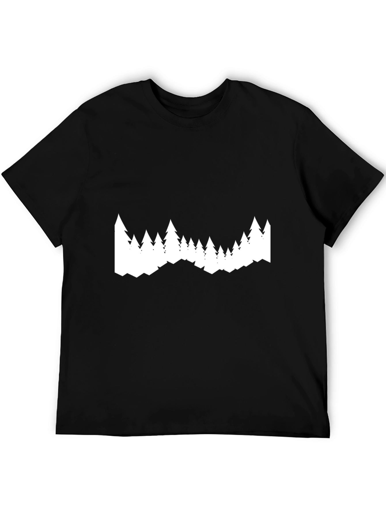 Mens Black T-Shirt with White Tree Graphic