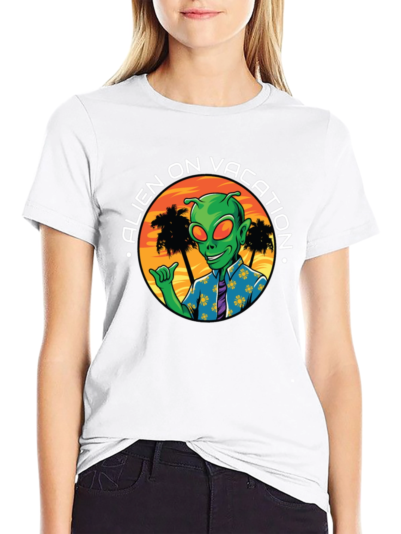 Alien on Vacation Graphic T-Shirt