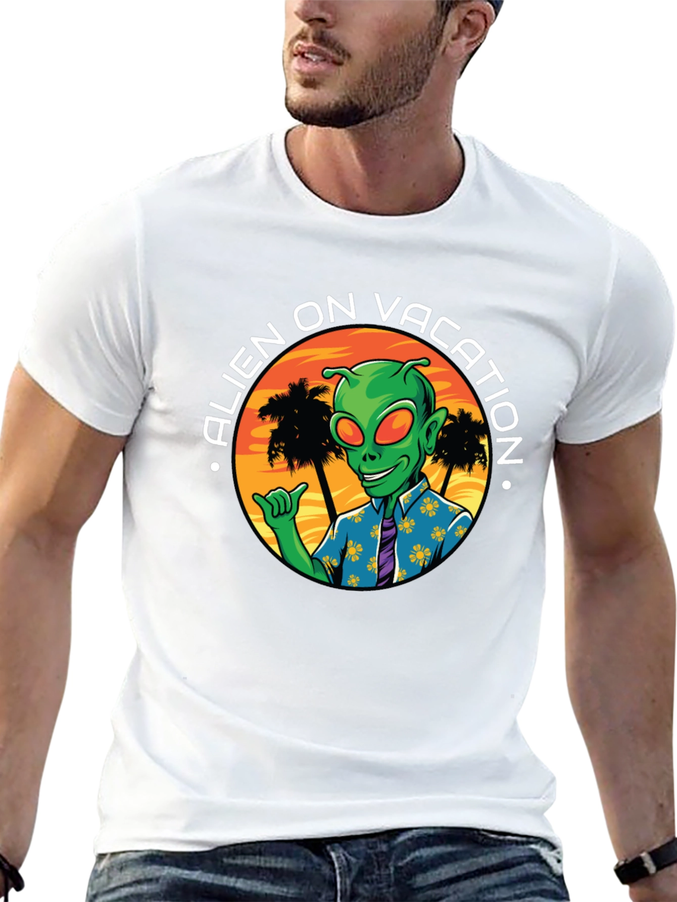 Alien on Vacation Graphic T-Shirt