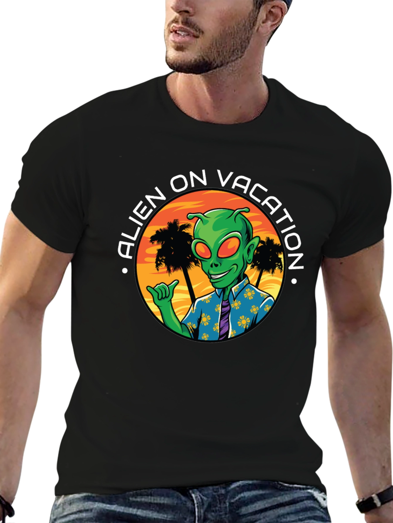 Alien on Vacation Graphic T-Shirt