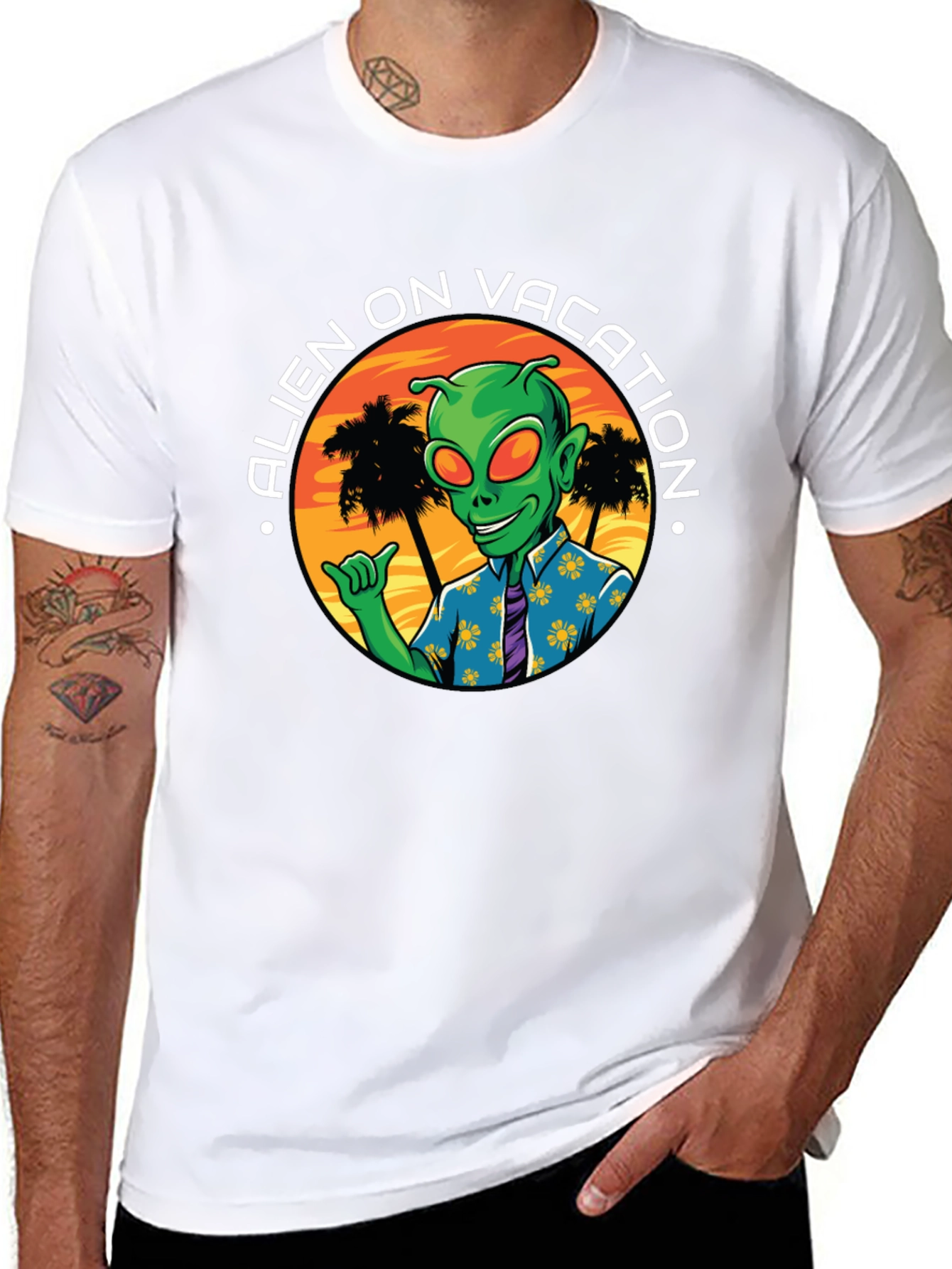 Alien on Vacation Graphic T-Shirt