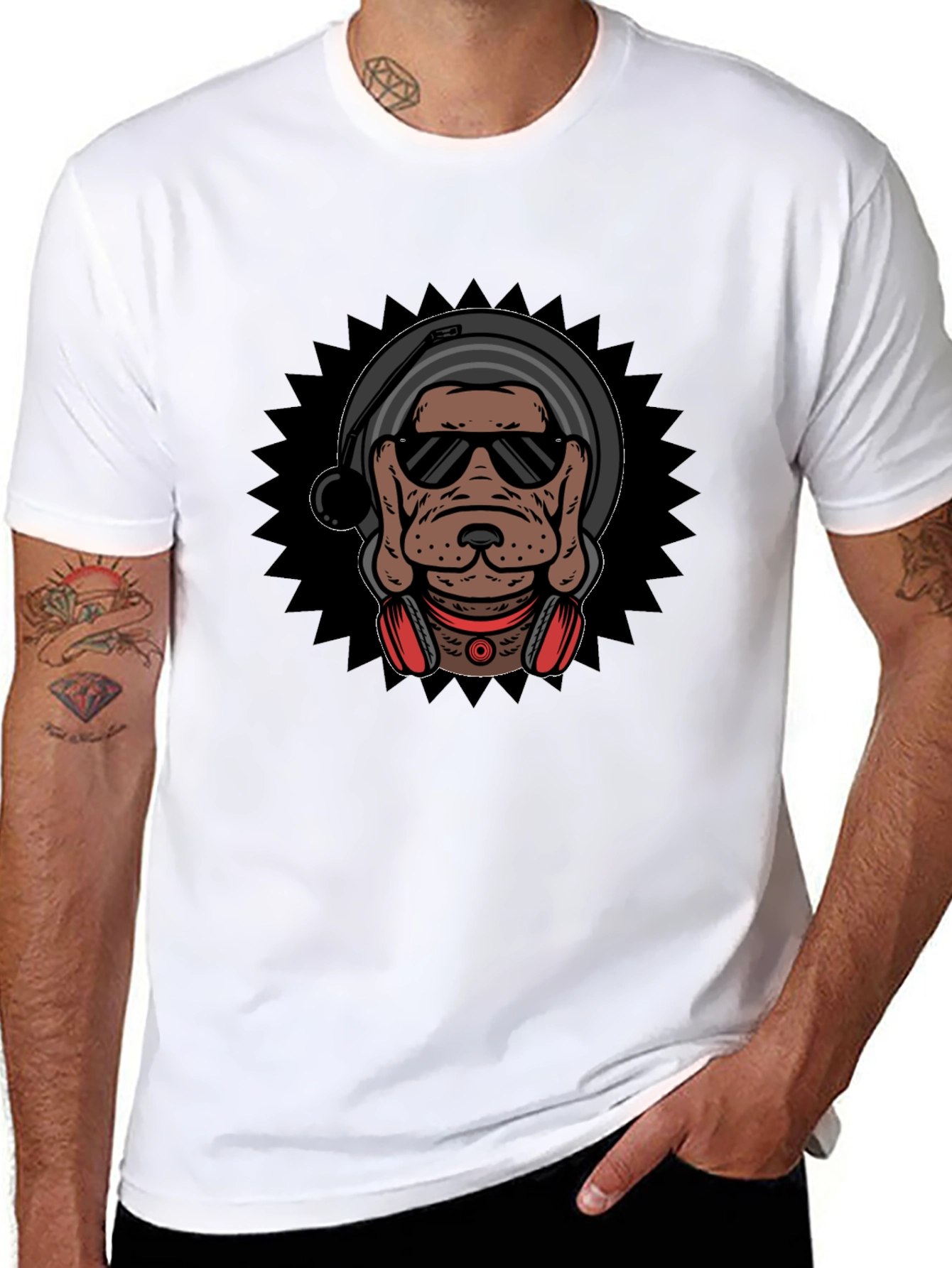 DJ Dog Graphic Tee - Cool Canine Style
