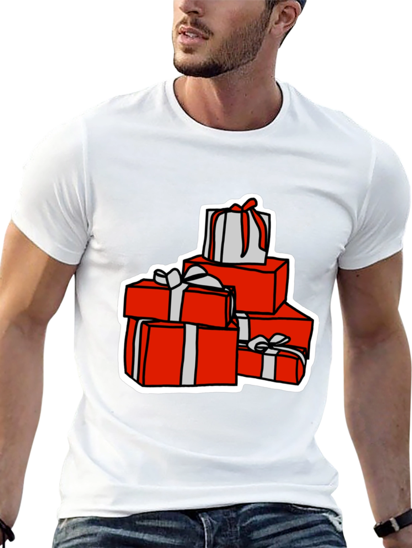 Festive Gift Stack Graphic Tee - Holiday Cheer