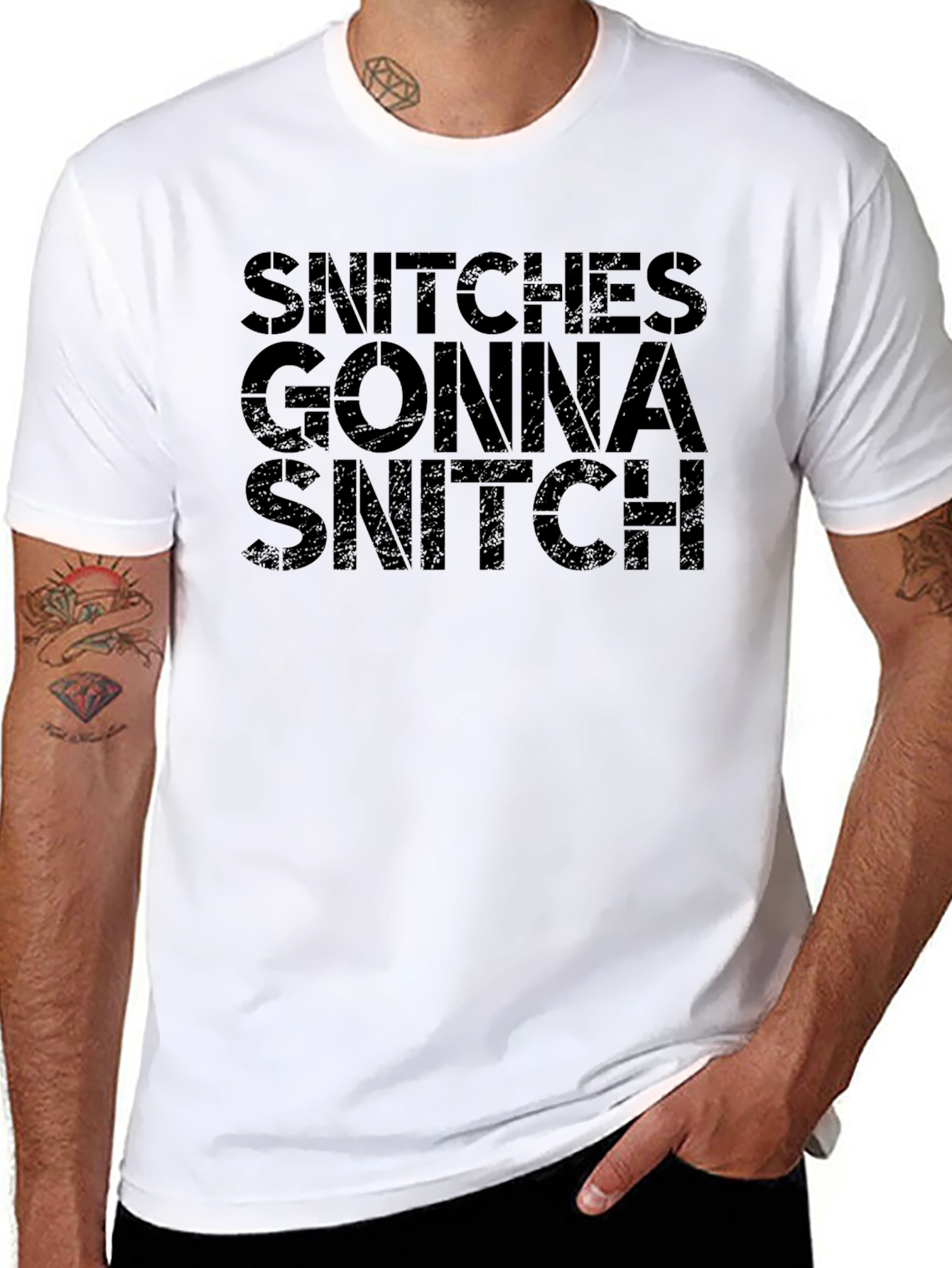 Snitches Gonna Snitch Black T-Shirt