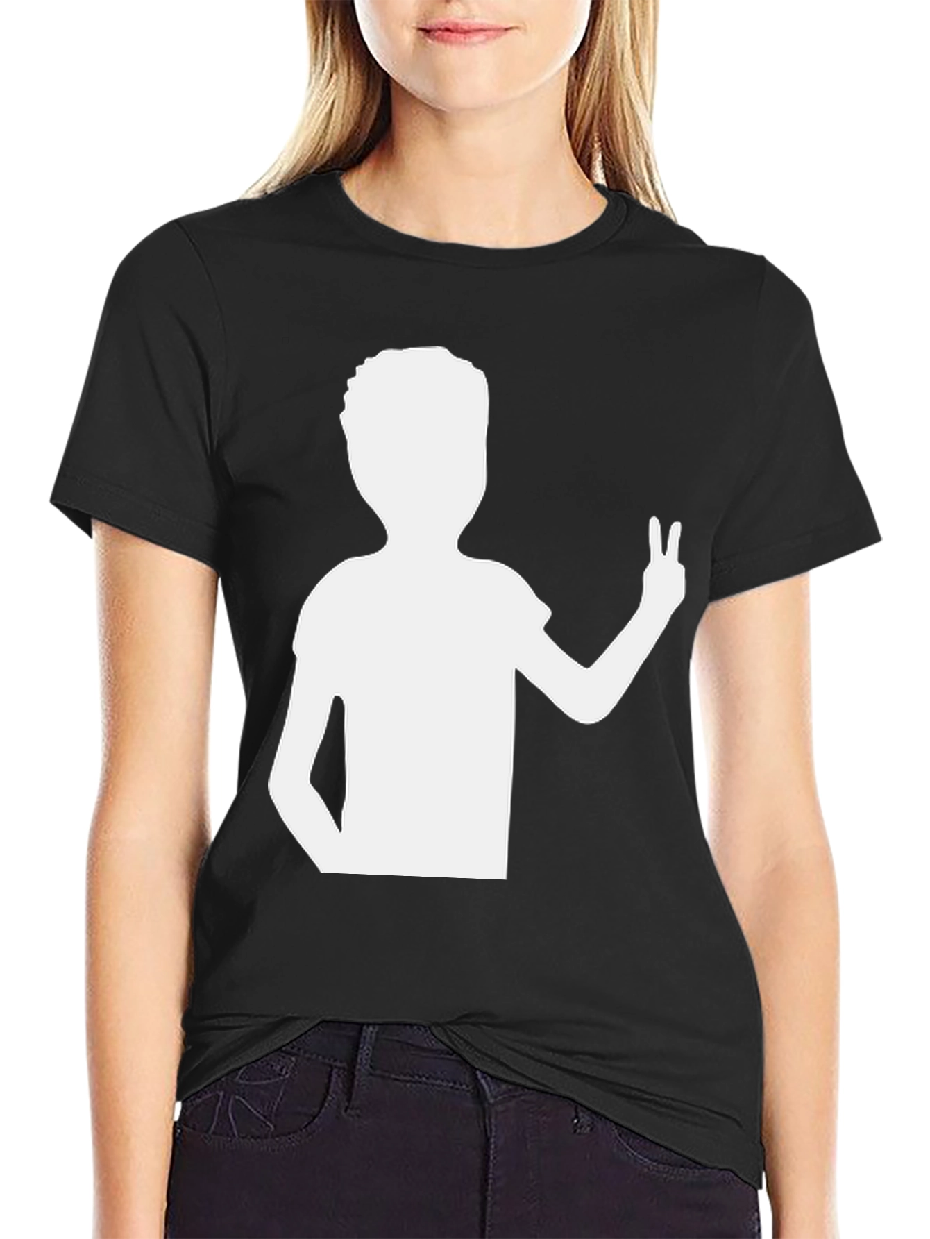Peace Sign Silhouette Black T-Shirt