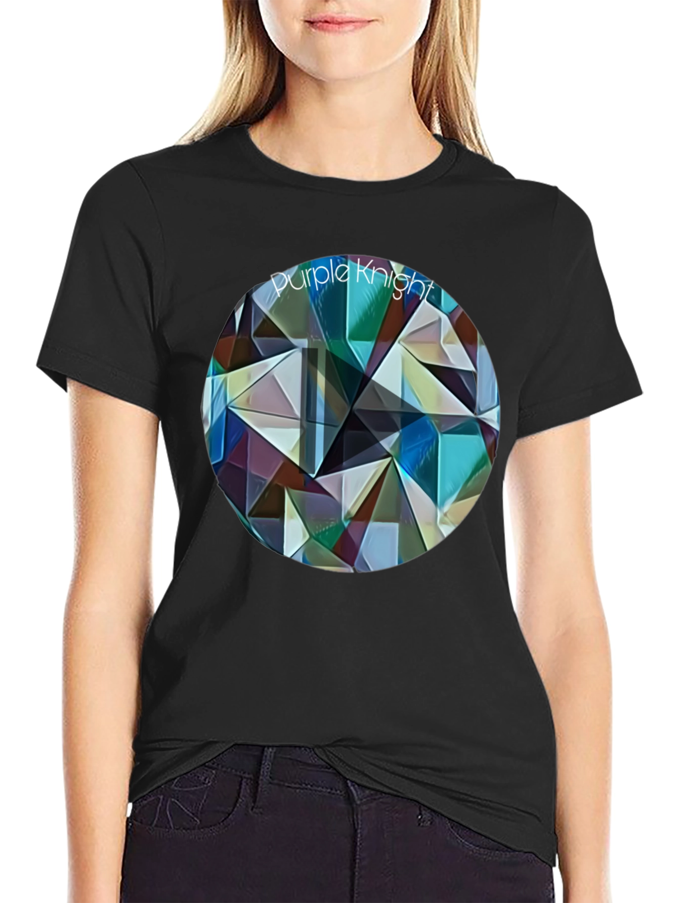 Purple Knight Geometric T-Shirt - Modern Artistic Design