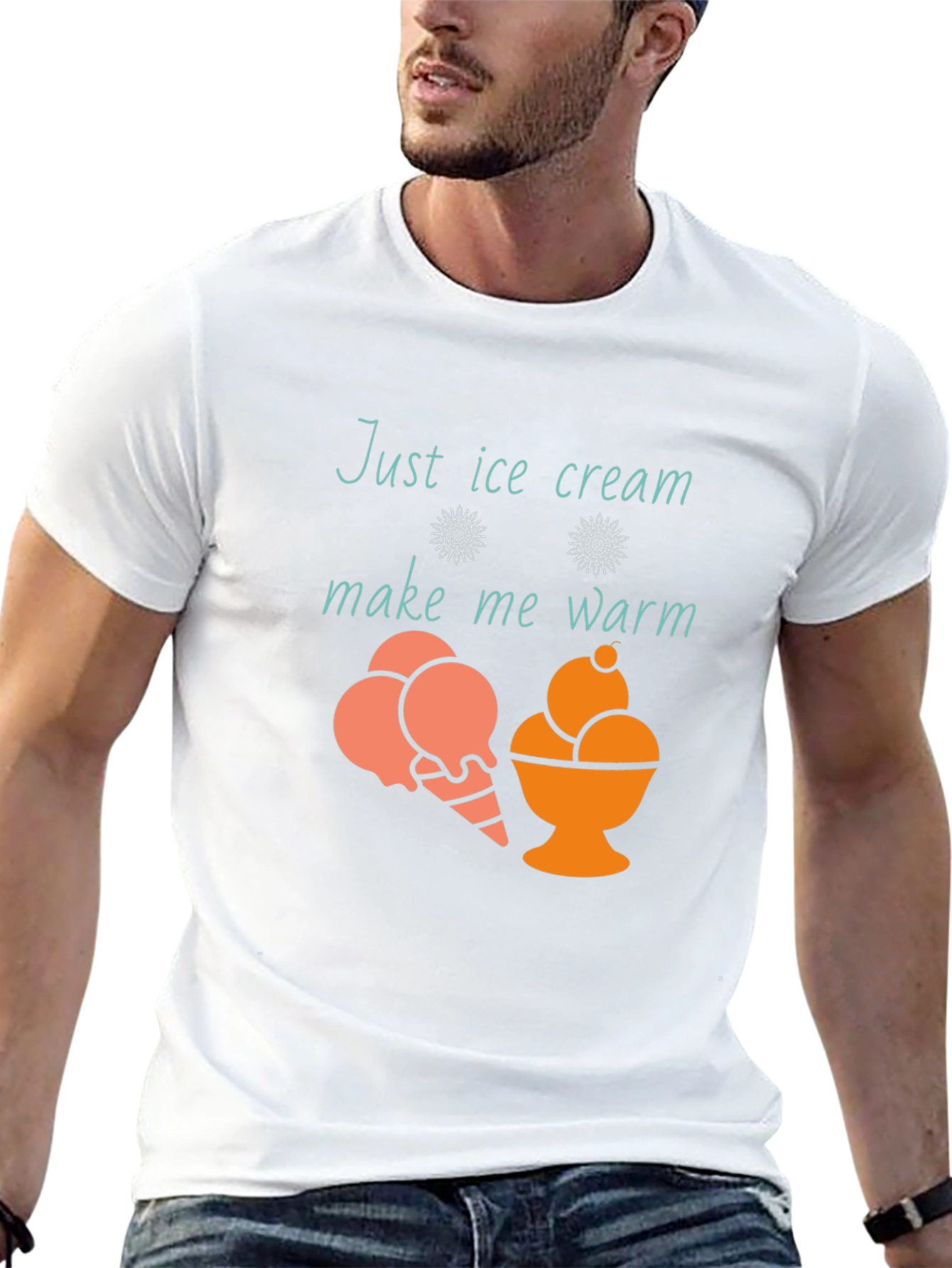 Just Ice Cream Make Me Warm Black T-Shirt
