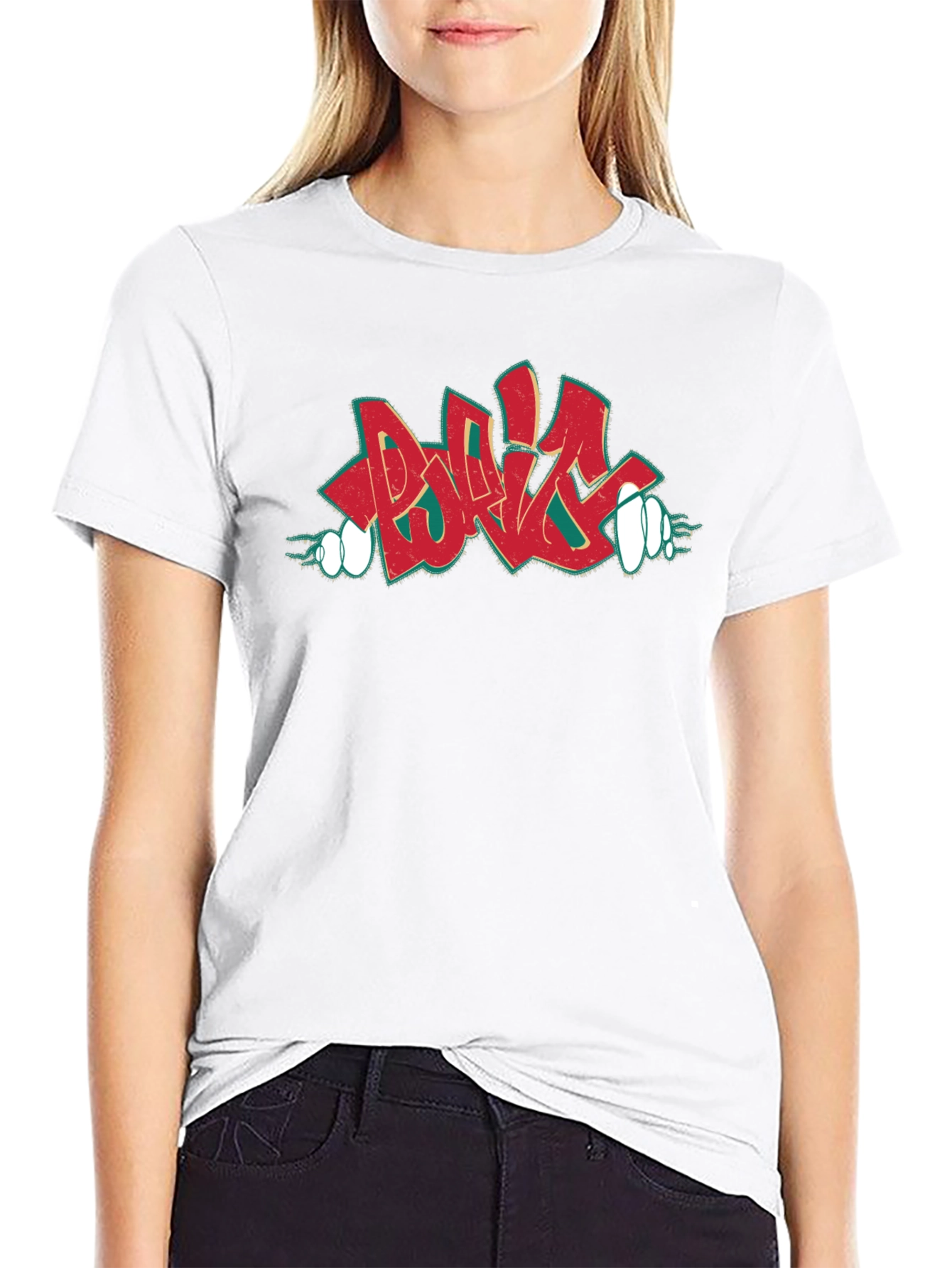 Retro Graffiti Style Graphic Print T-Shirt