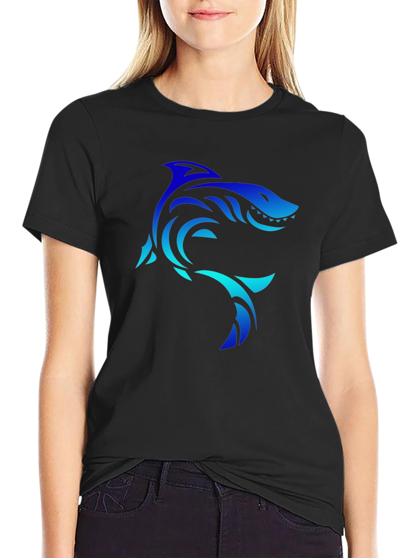 Shark Graphic Black Tee - Cool Unique Design