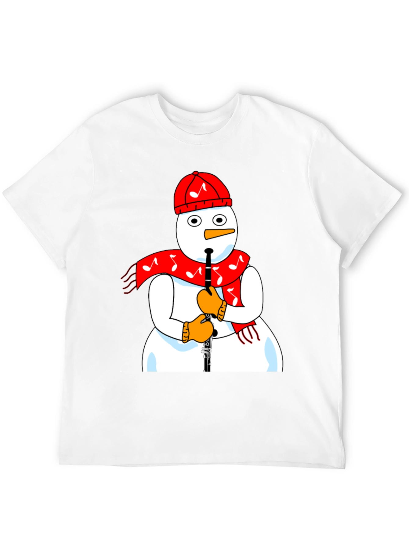 Snowman Clarinet Player Black T-Shirt