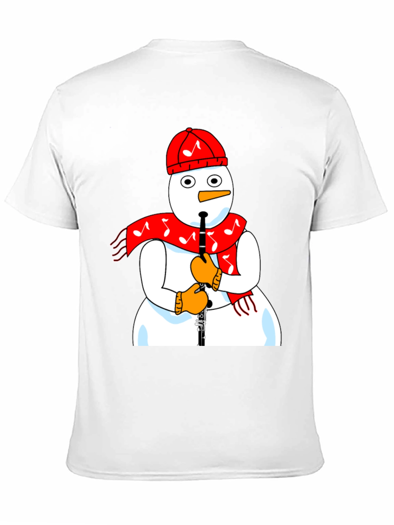Snowman Clarinet Player Black T-Shirt