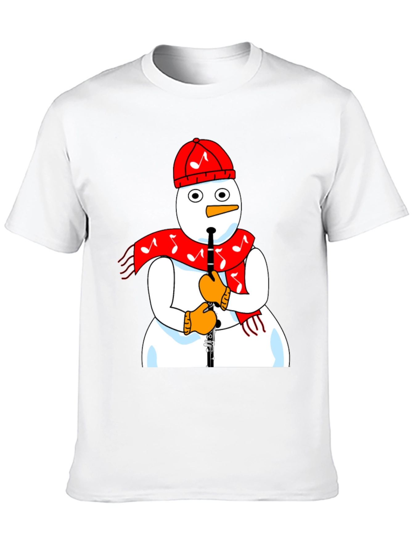 Snowman Clarinet Player Black T-Shirt