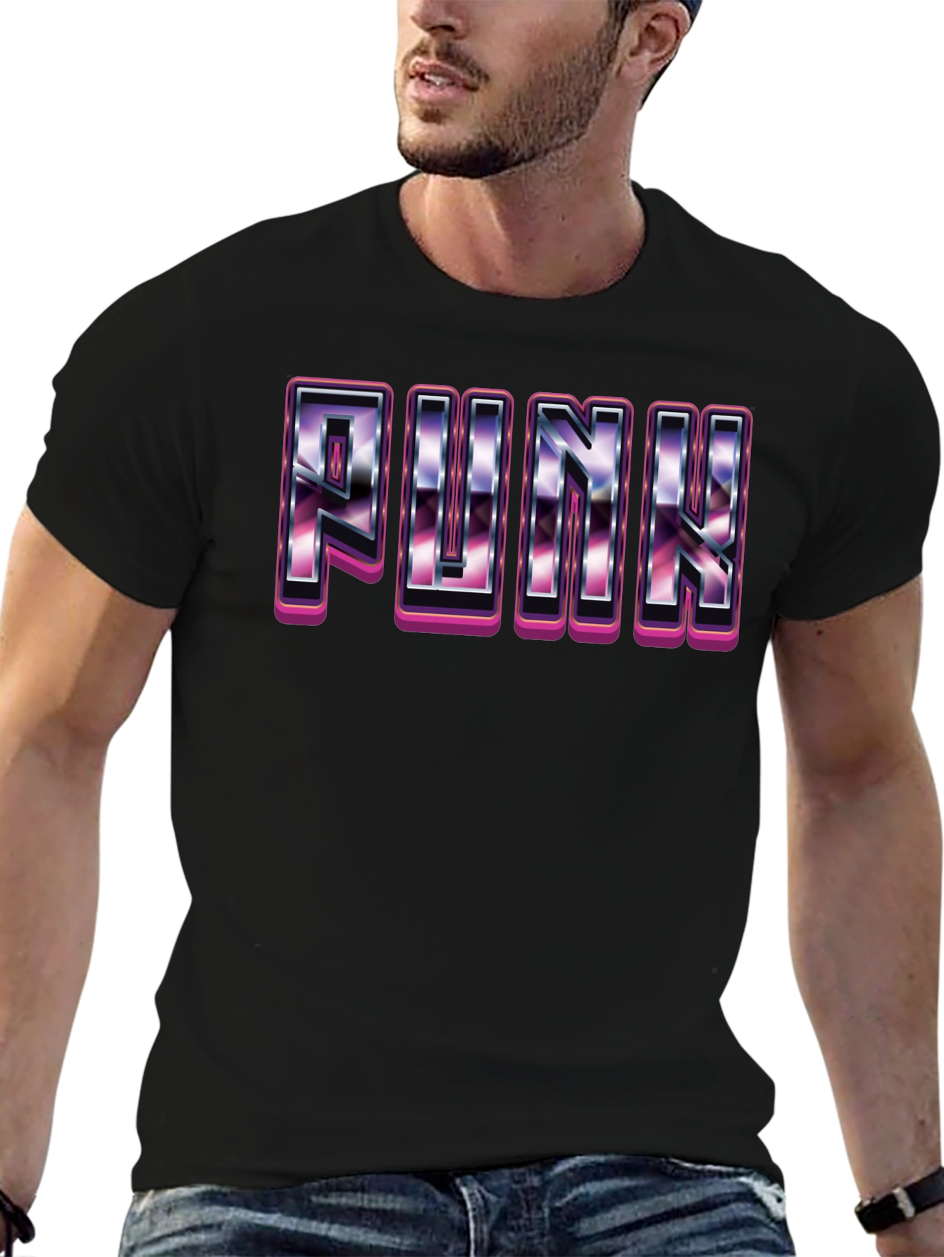 Retro Punk Graphic Tee - Black